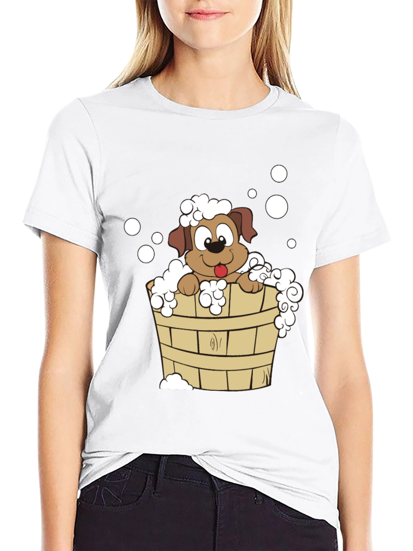 Dog in Tub T-Shirt - Cute Cartoon Puppy