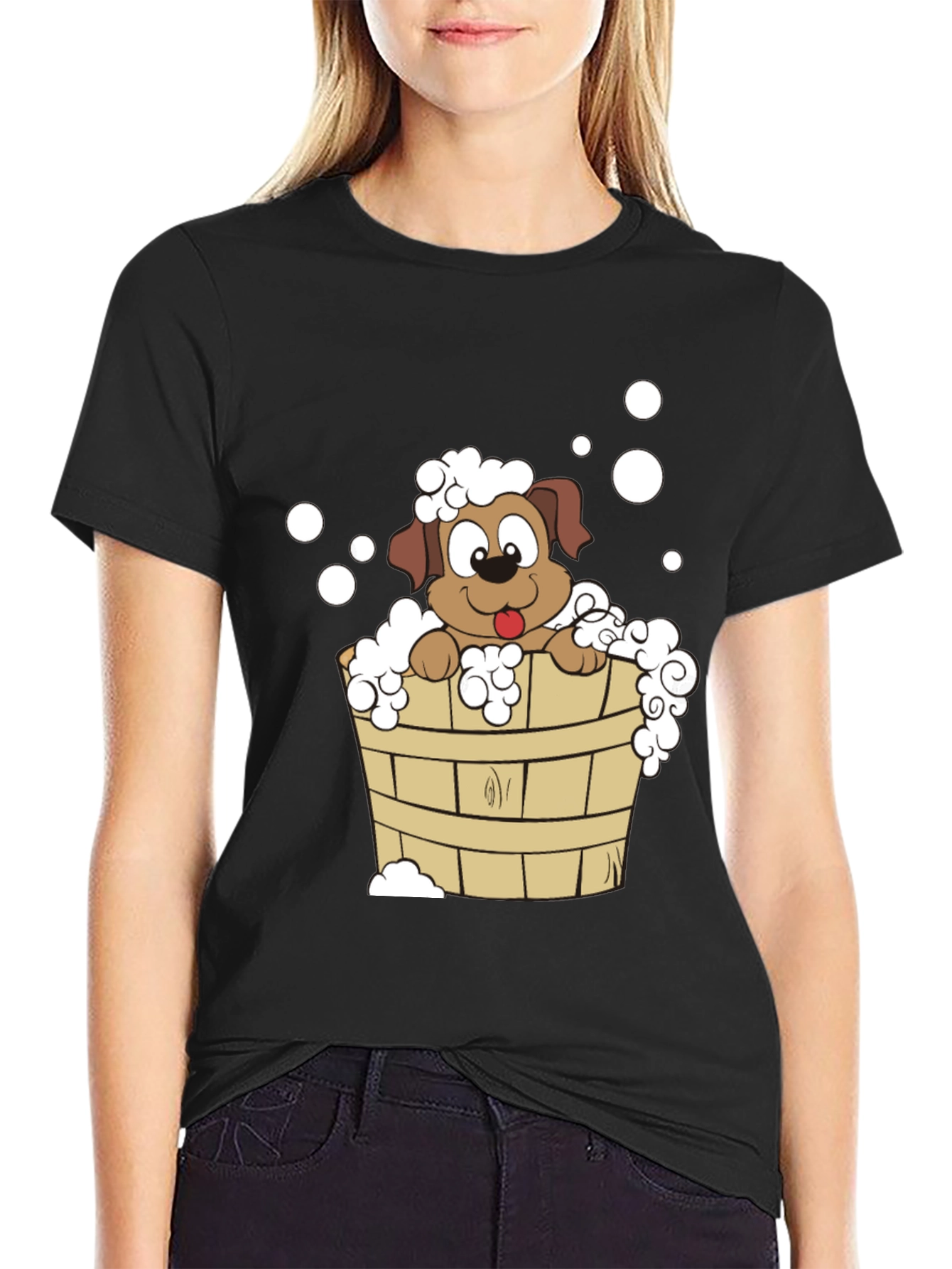 Dog in Tub T-Shirt - Cute Cartoon Puppy