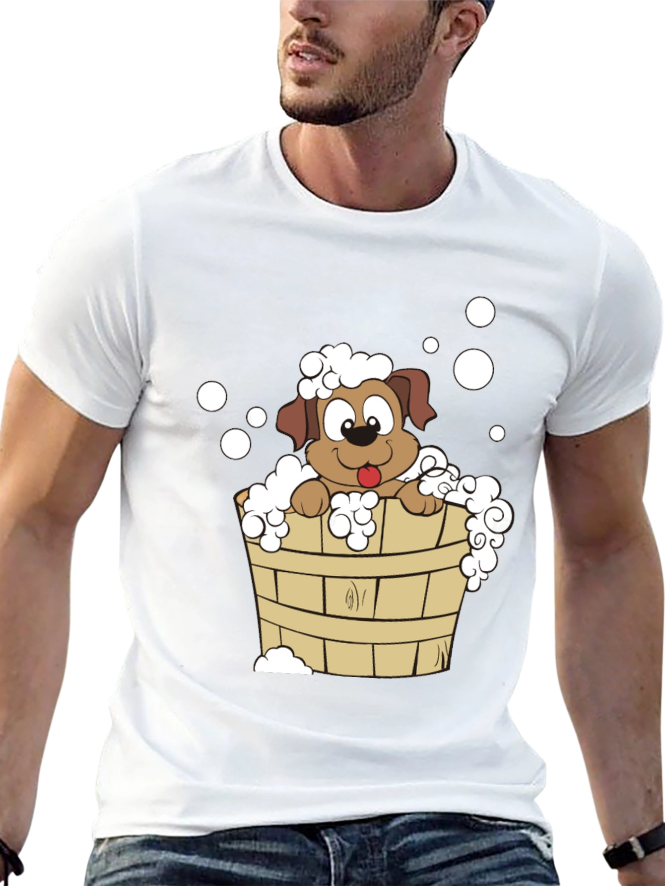 Dog in Tub T-Shirt - Cute Cartoon Puppy