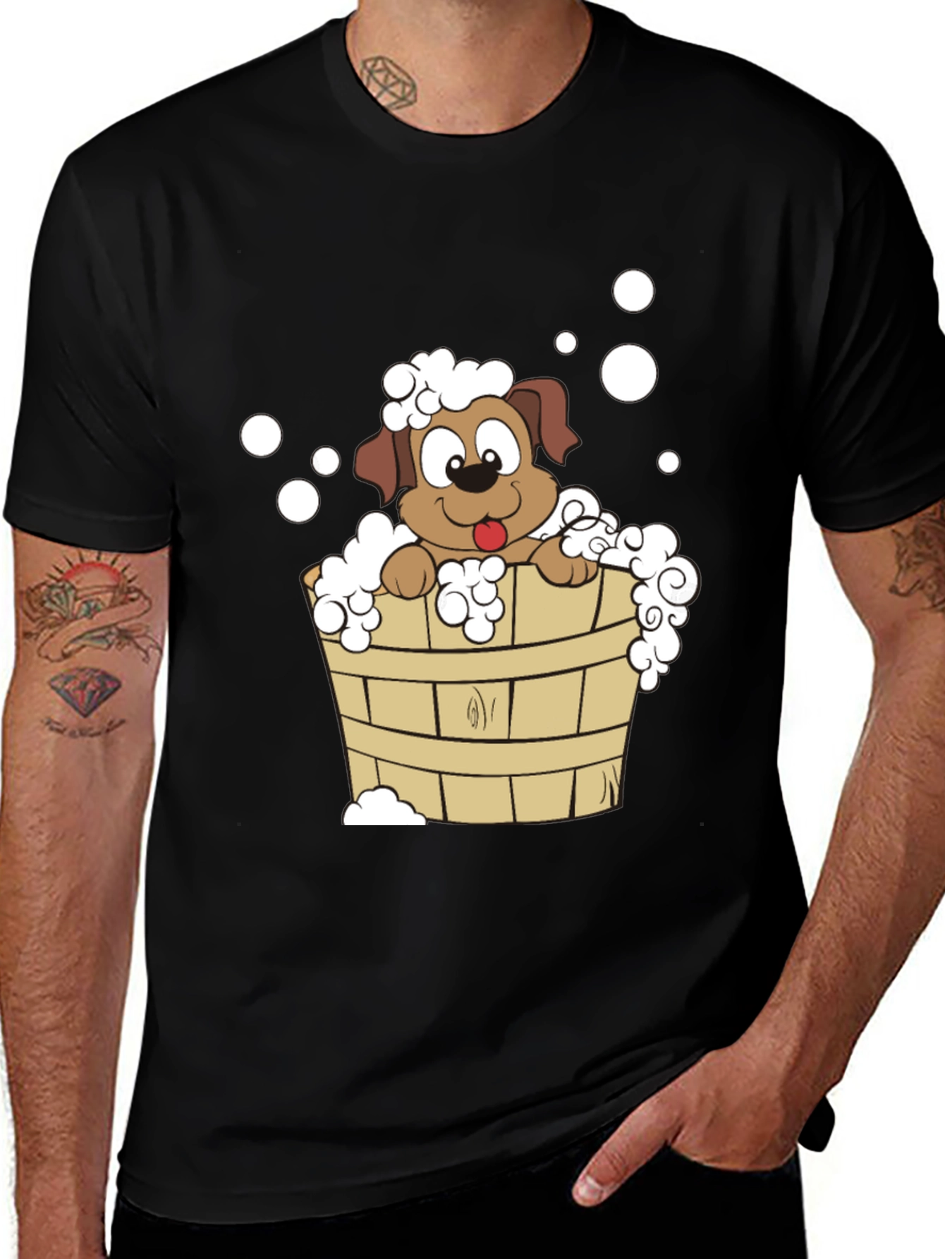 Dog in Tub T-Shirt - Cute Cartoon Puppy