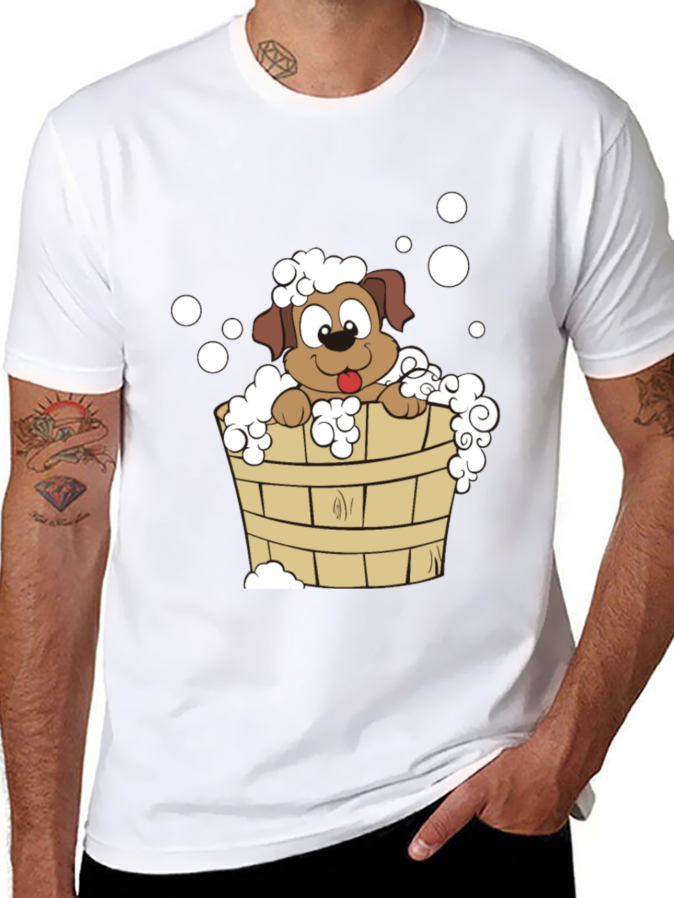 Dog in Tub T-Shirt - Cute Cartoon Puppy
