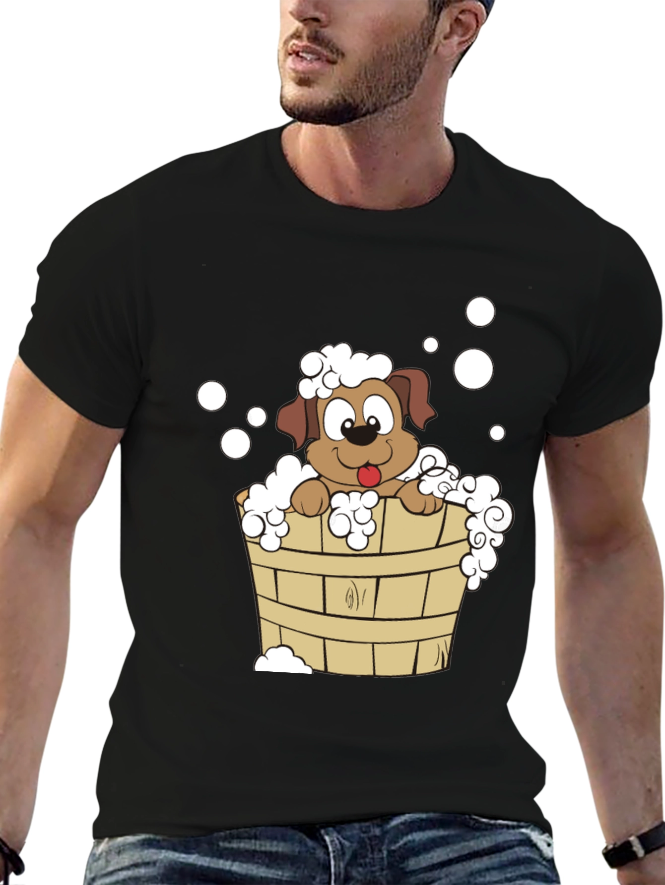 Dog in Tub T-Shirt - Cute Cartoon Puppy