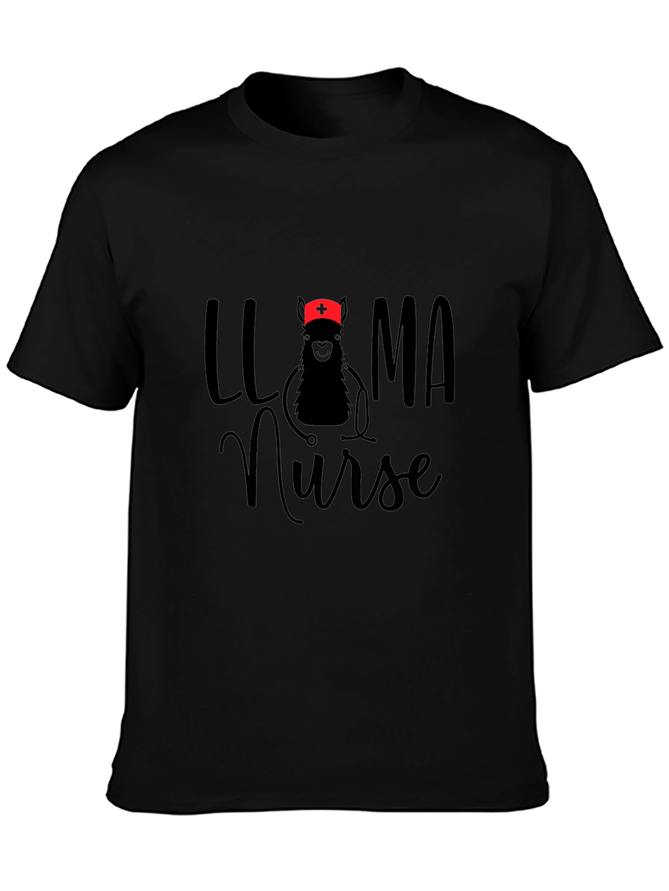 Llama Nurse Graphic T-Shirt - Unisex Black Tee
