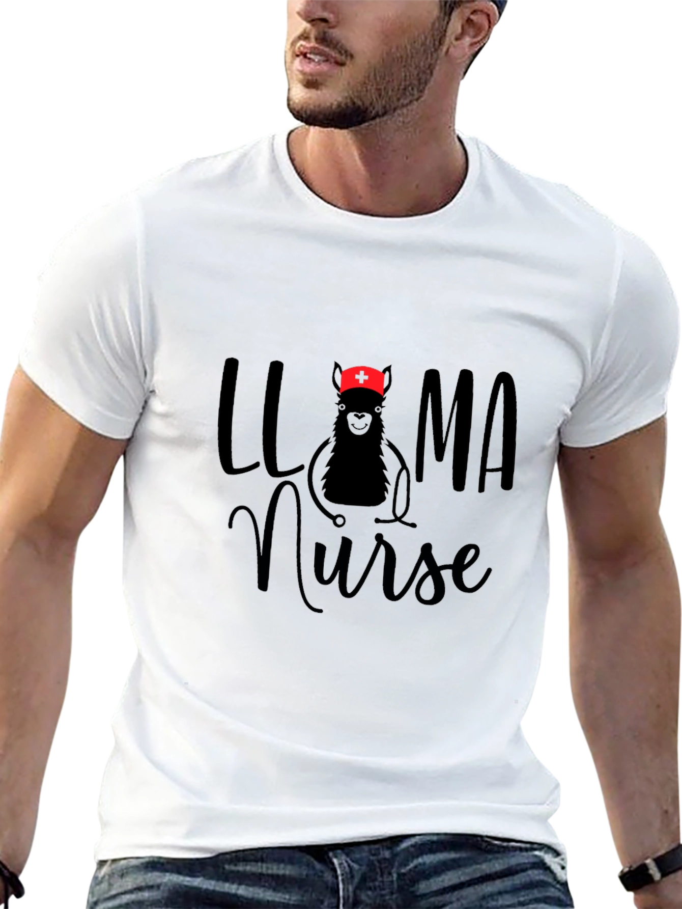Llama Nurse Graphic T-Shirt - Unisex Black Tee