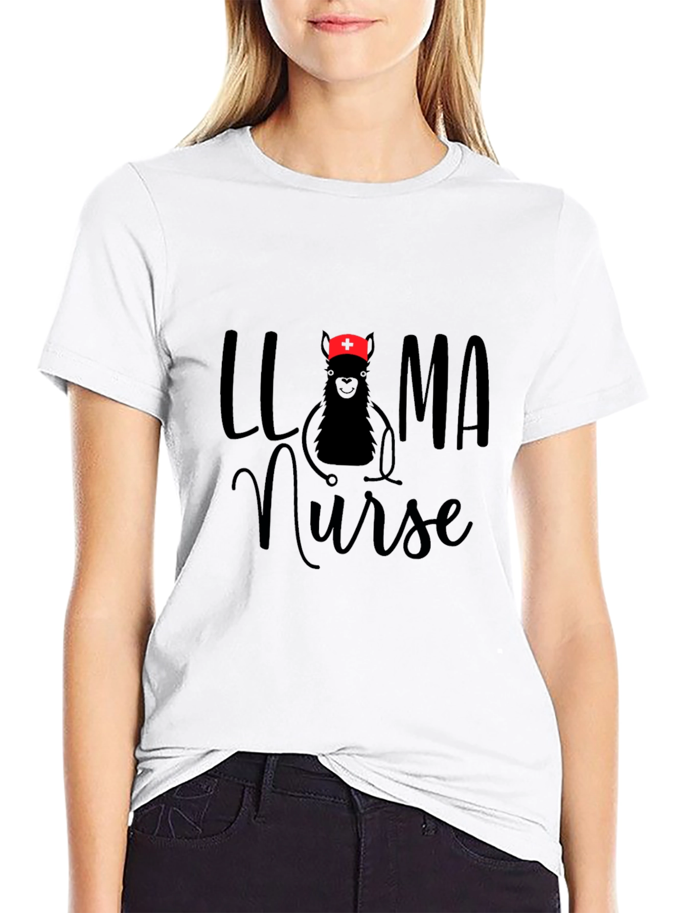 Llama Nurse Graphic T-Shirt - Unisex Black Tee