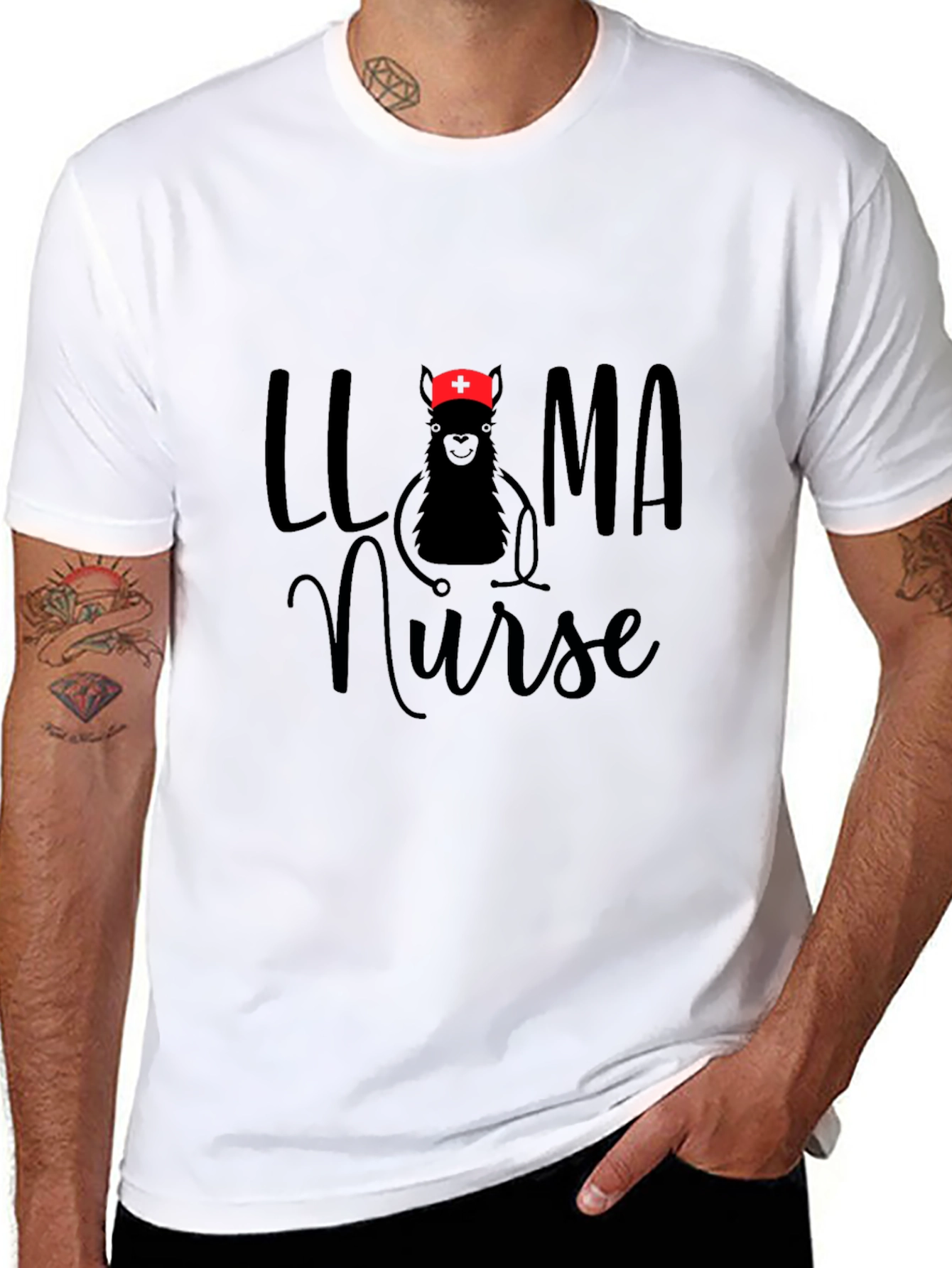 Llama Nurse Graphic T-Shirt - Unisex Black Tee
