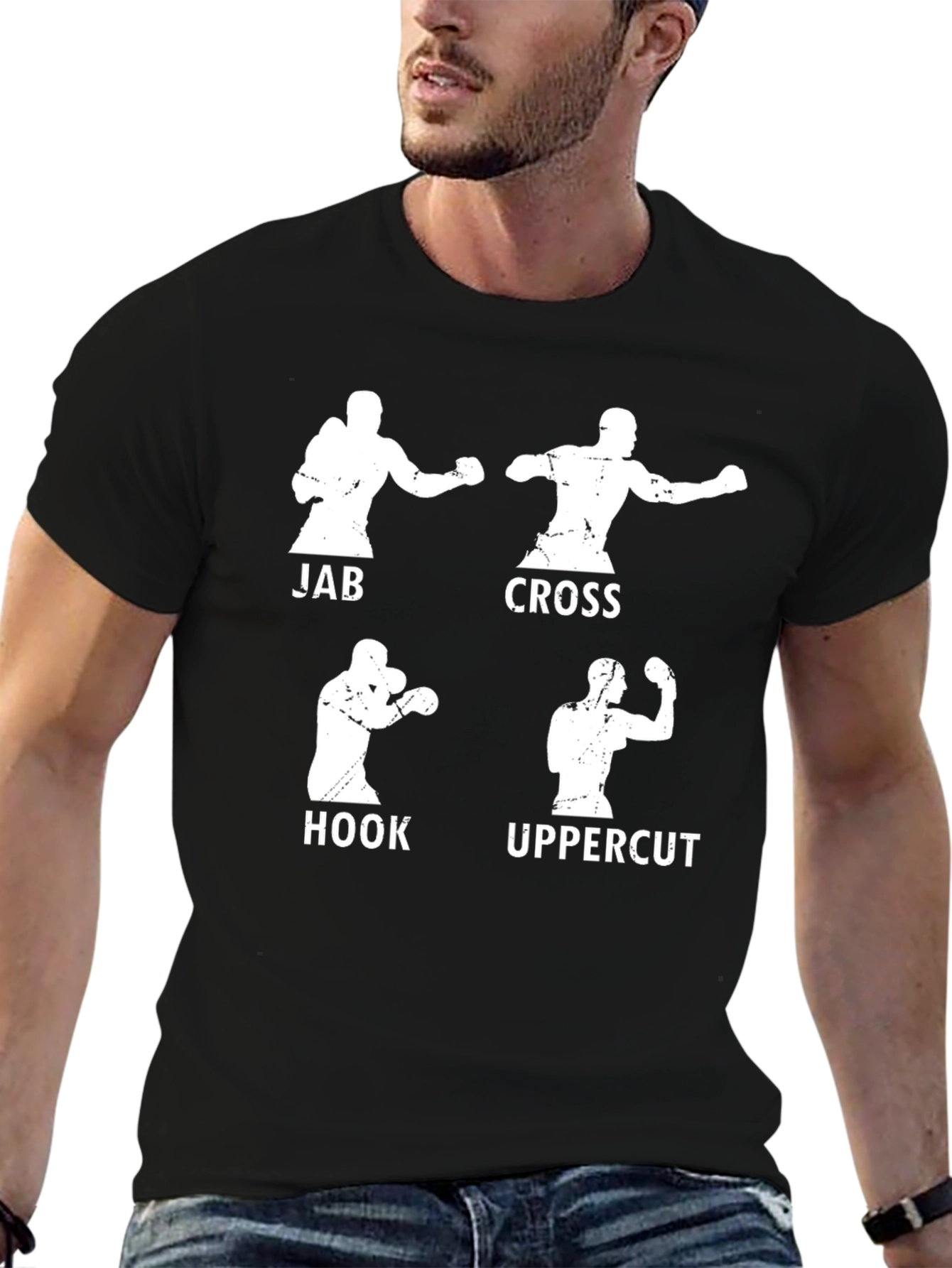 Boxing Stance Graphic T-Shirt - Jab Cross Hook Uppercut