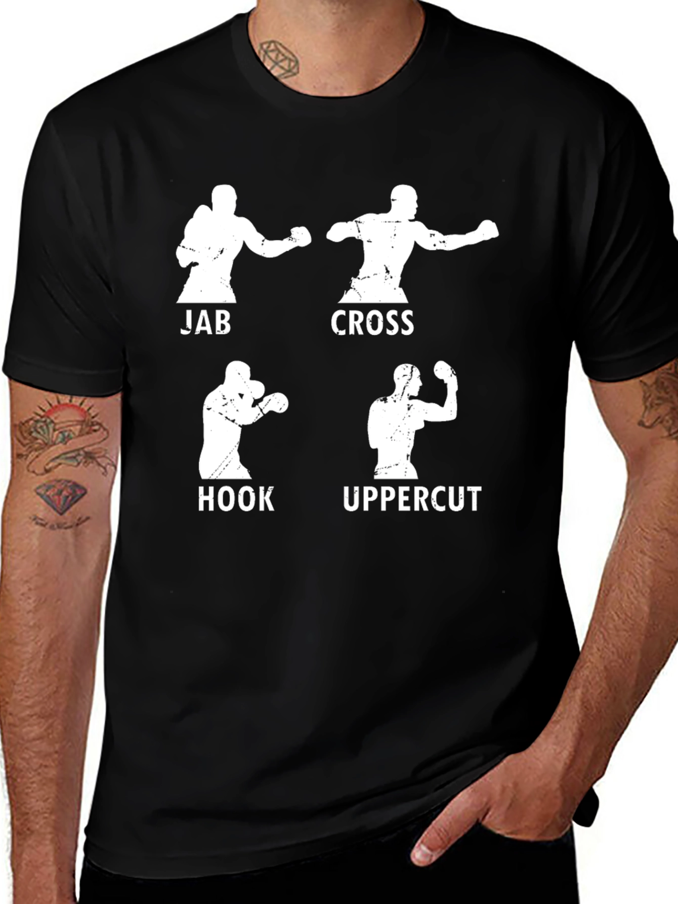 Boxing Stance Graphic T-Shirt - Jab Cross Hook Uppercut