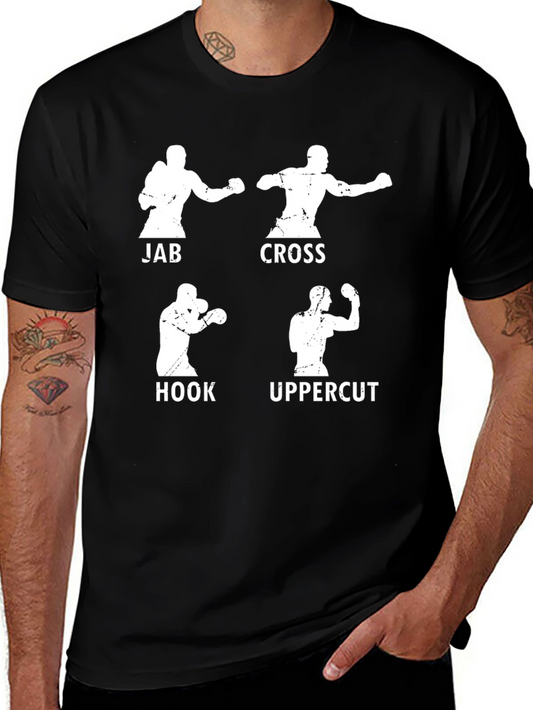 Boxing Stance Graphic T-Shirt - Jab Cross Hook Uppercut