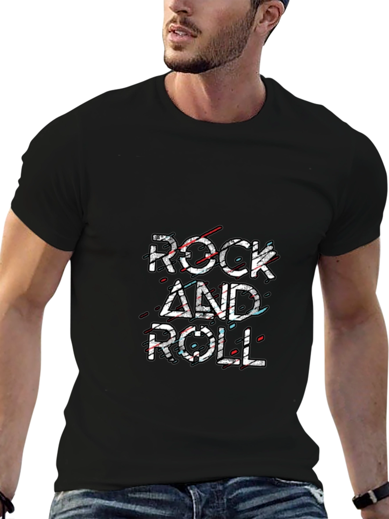 Rock and Roll Graphic T-Shirt - Stylish Black Tee