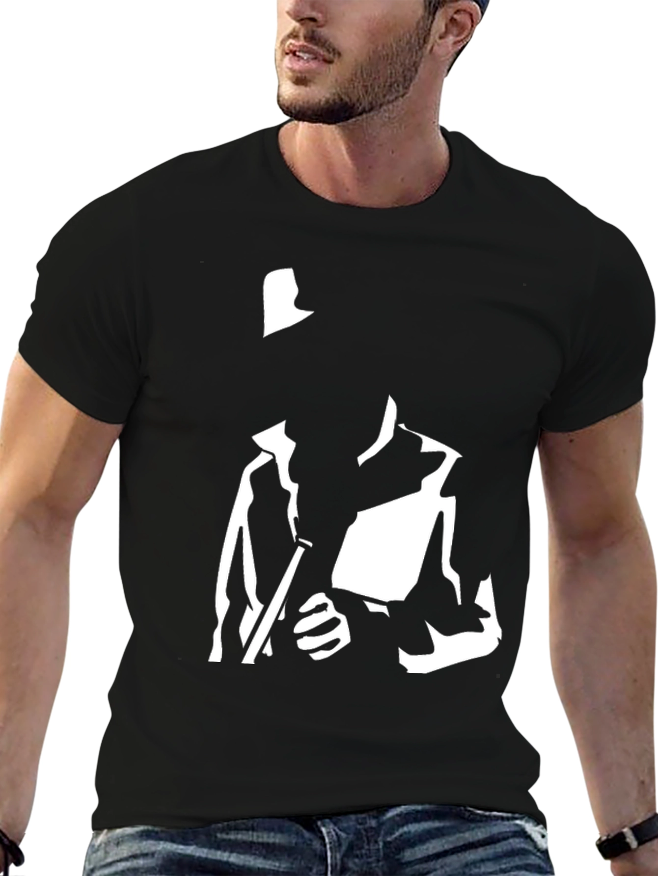 Black T-Shirt with Silhouette Graphic
