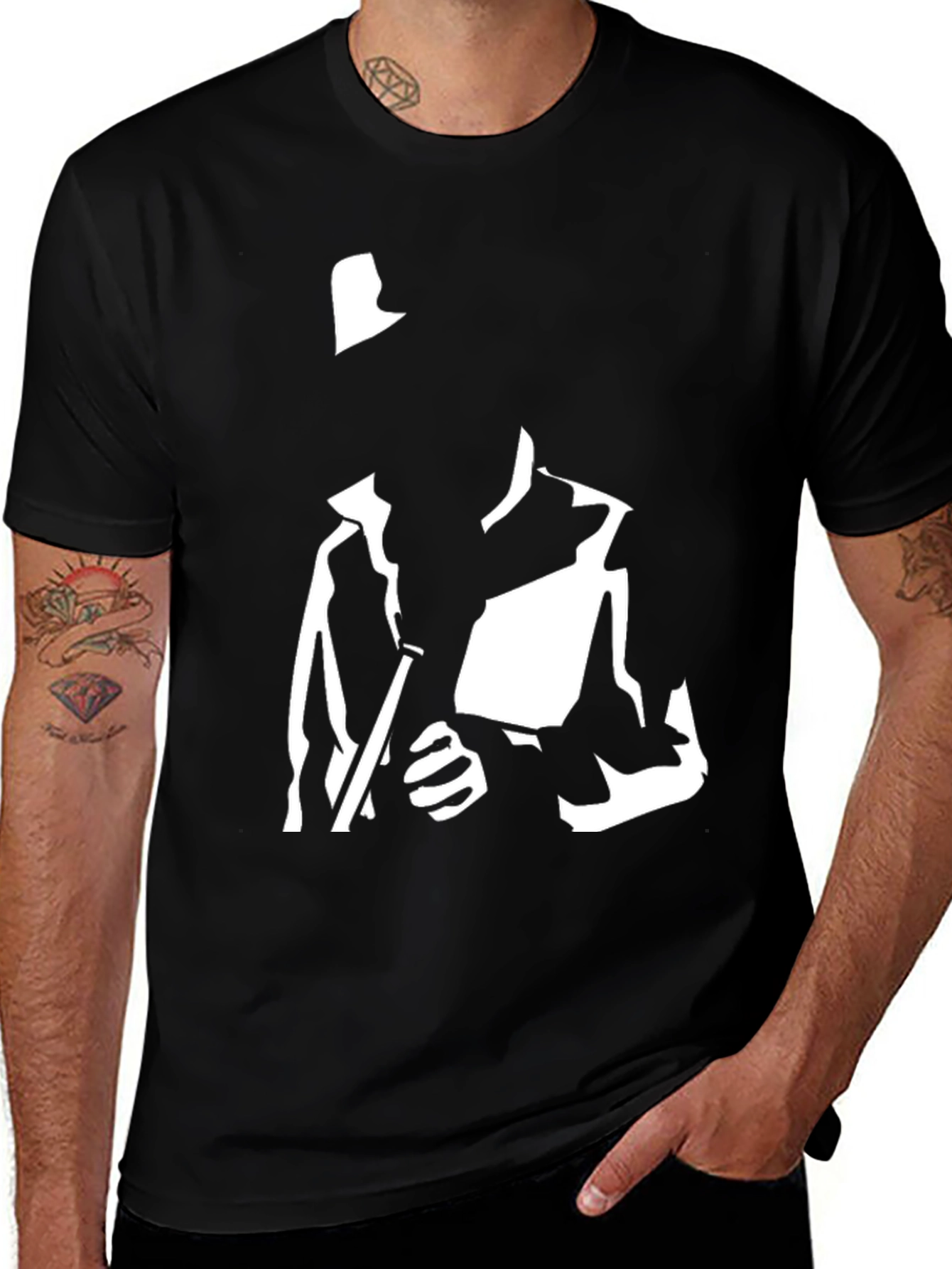 Black T-Shirt with Silhouette Graphic