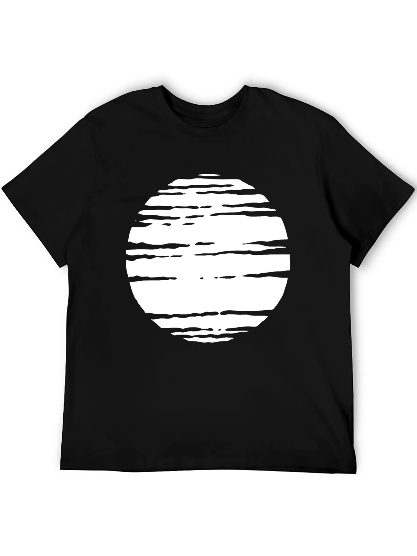 Stripped Circle Graphic Black T-Shirt