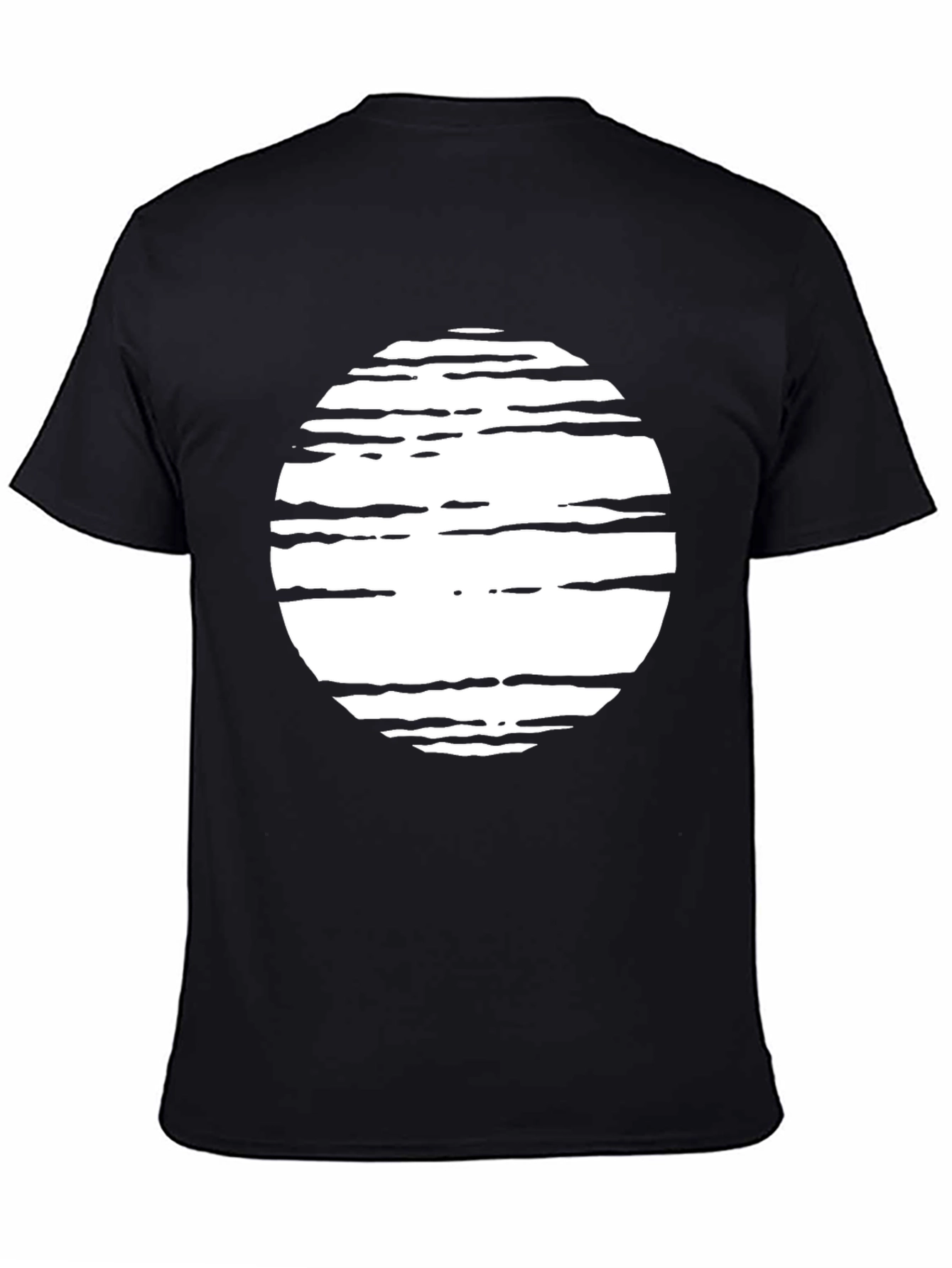 Stripped Circle Graphic Black T-Shirt