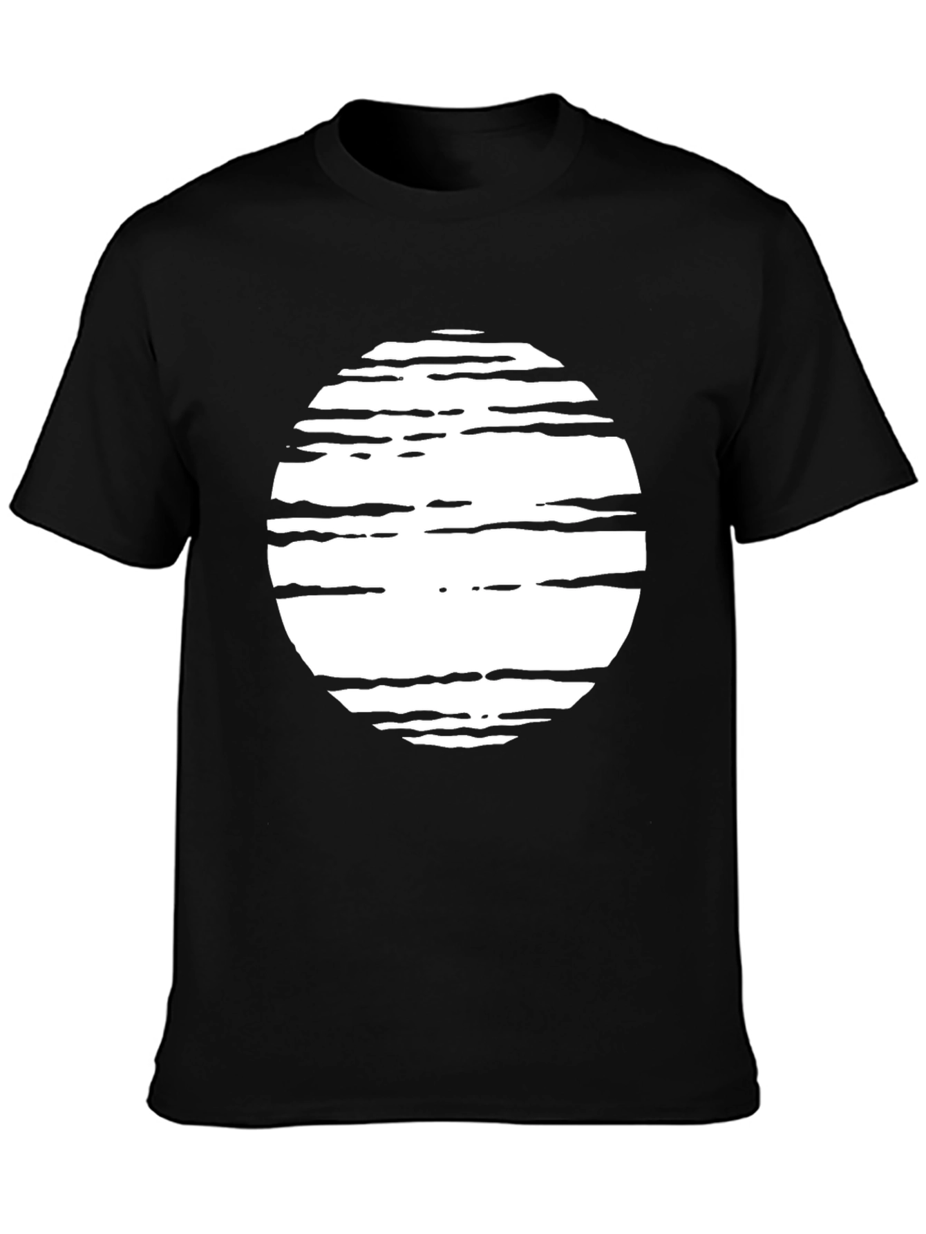 Stripped Circle Graphic Black T-Shirt