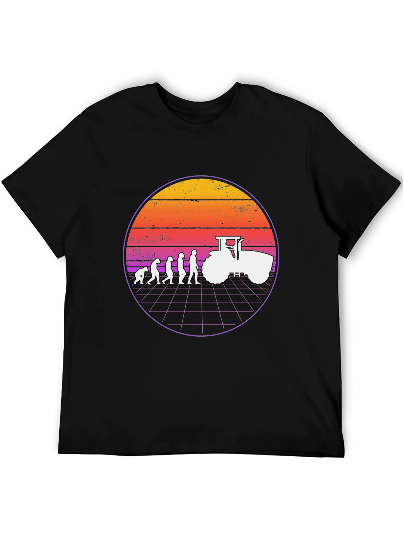 Evolution of Farming T-Shirt Retro Sunset Tractor