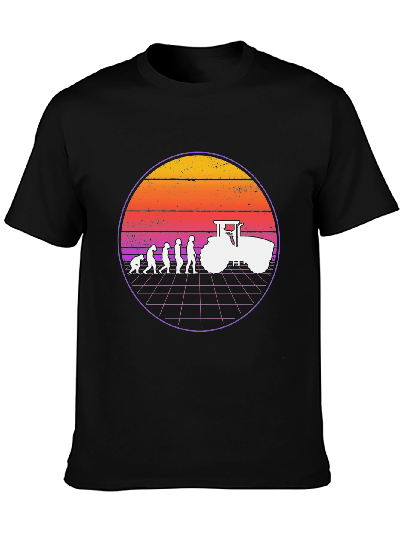 Evolution of Farming T-Shirt Retro Sunset Tractor