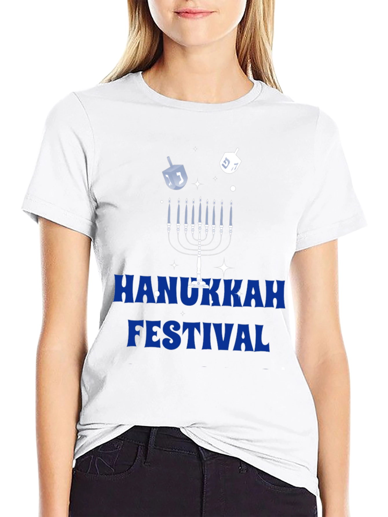 Hanukkah Festival Graphic Tee - Mens Black Cotton T-Shirt