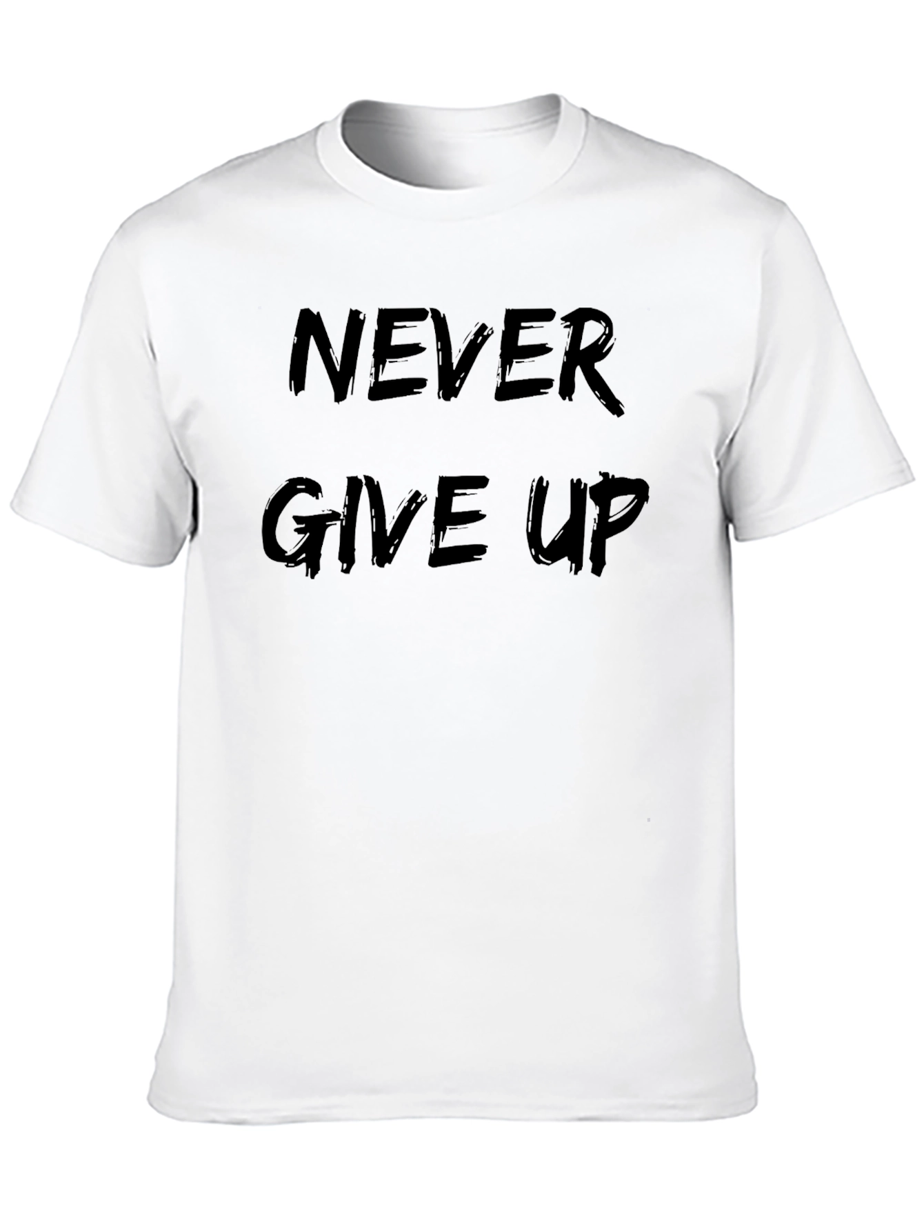 Never Give Up Black T-Shirt Motivational Quote