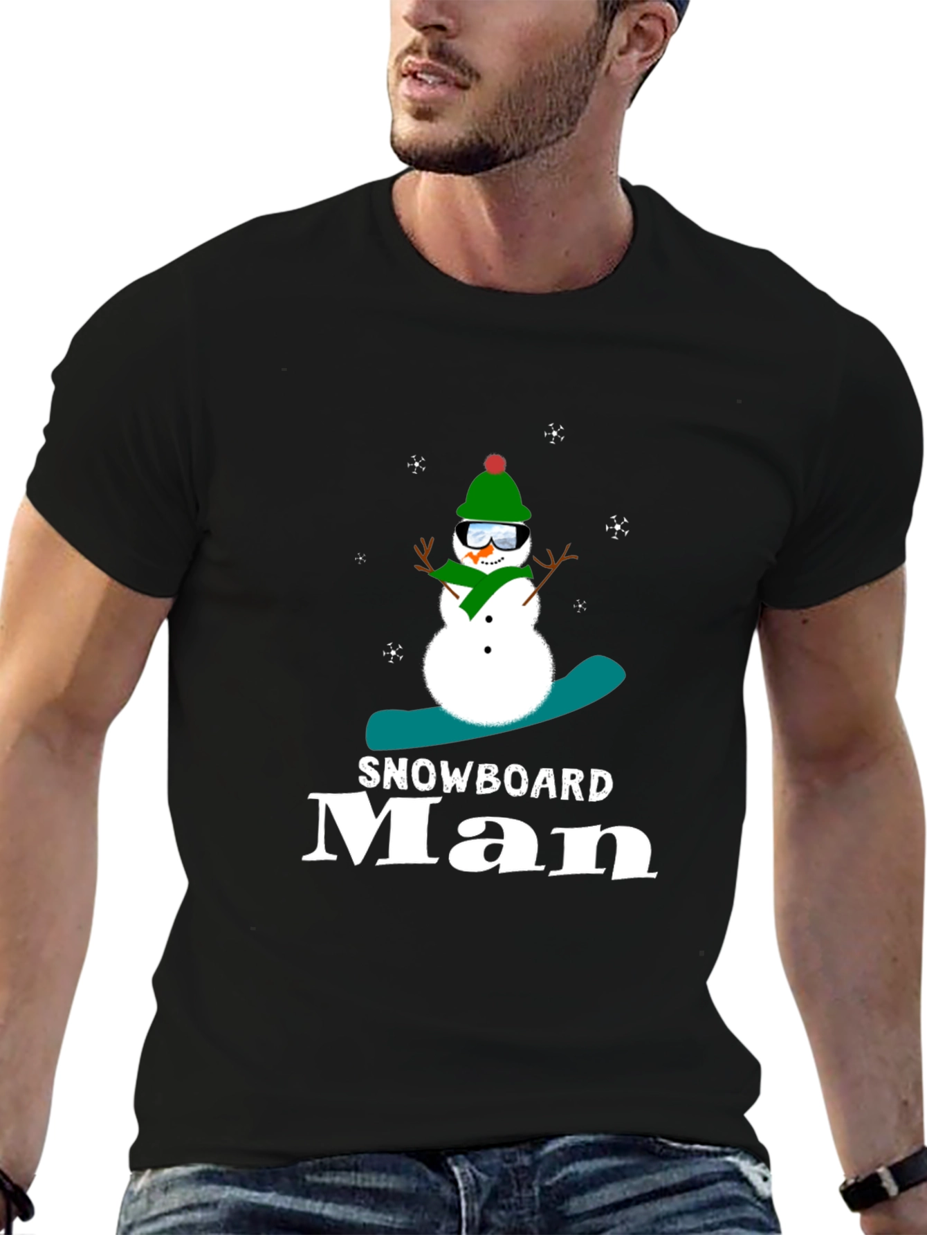 Snowboard Man Black T-Shirt