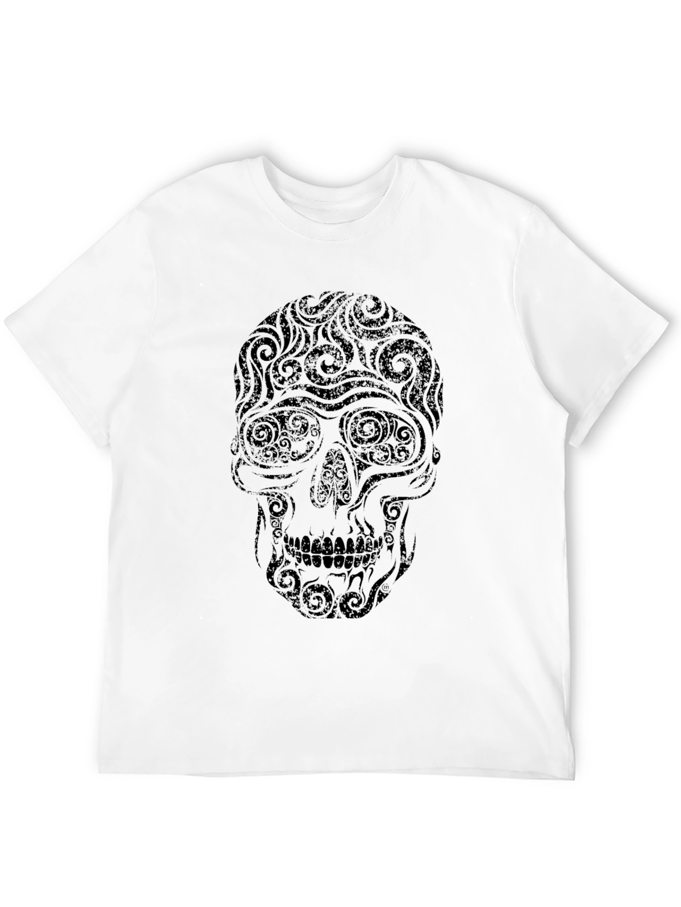 Swirl Skull Graphic Tee - Mens Black T-Shirt