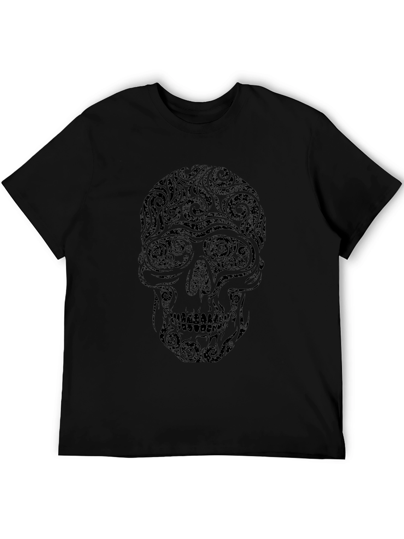 Swirl Skull Graphic Tee - Mens Black T-Shirt