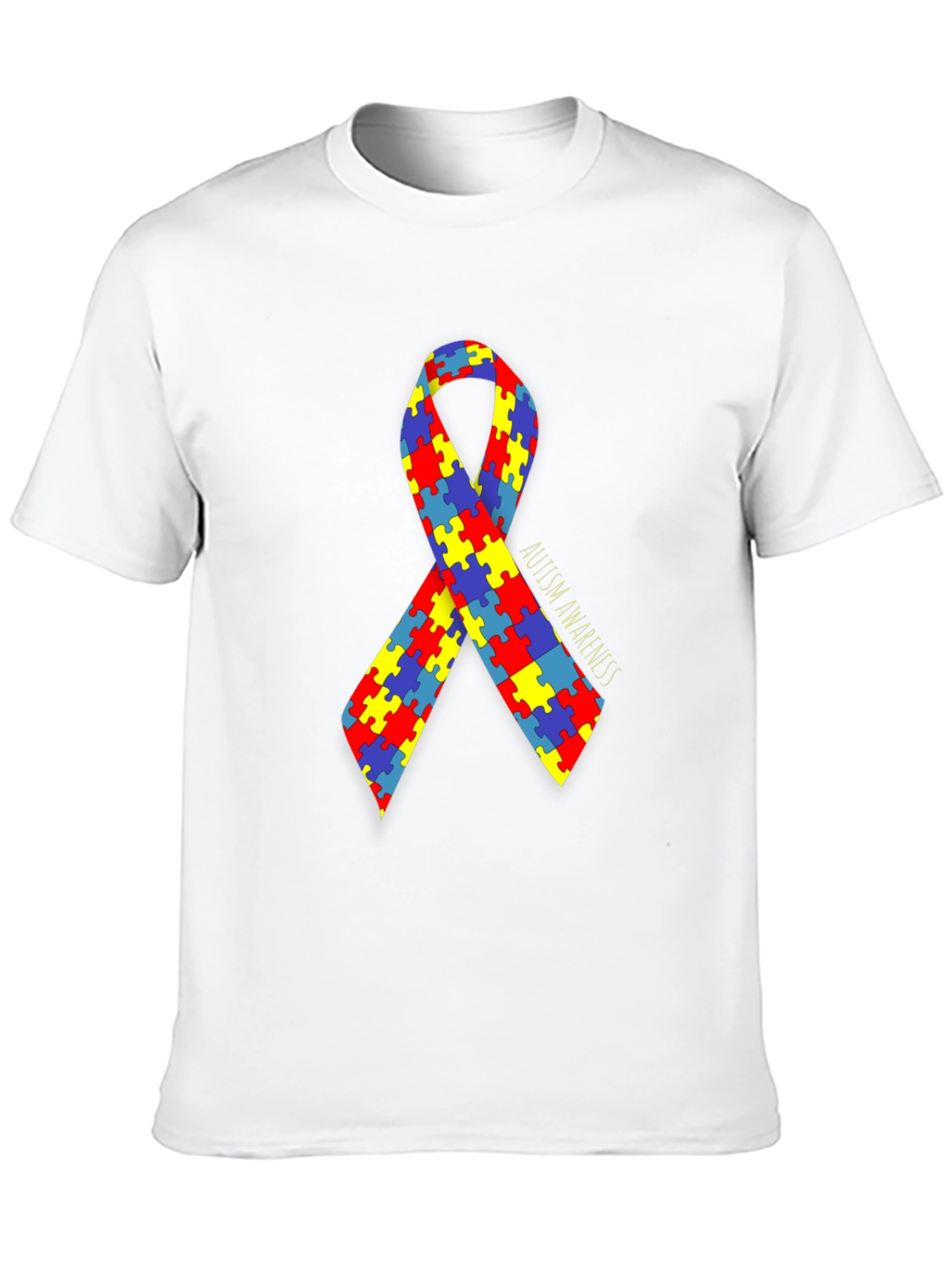 Autism Awareness Puzzle Ribbon T-Shirt - Black