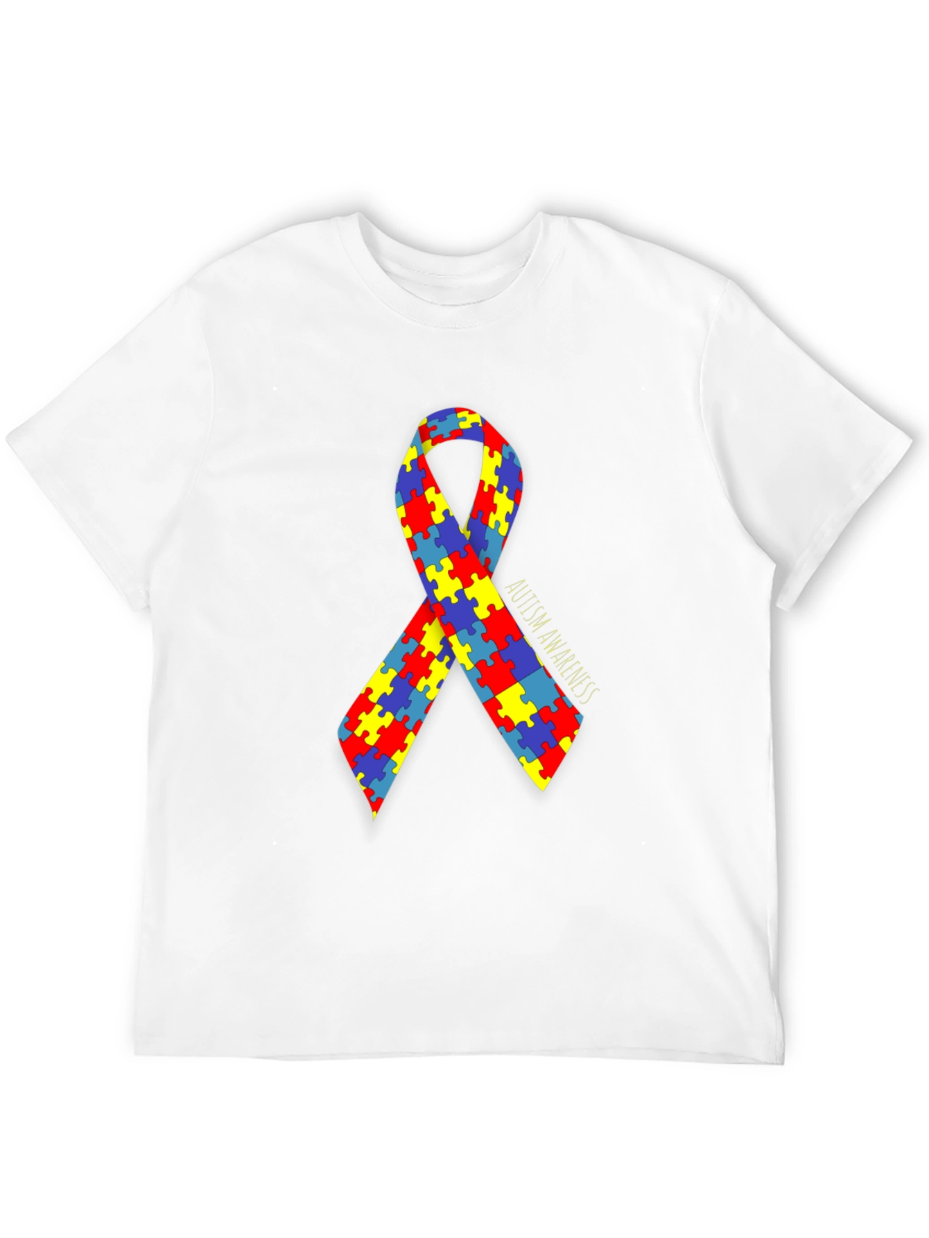 Autism Awareness Puzzle Ribbon T-Shirt - Black
