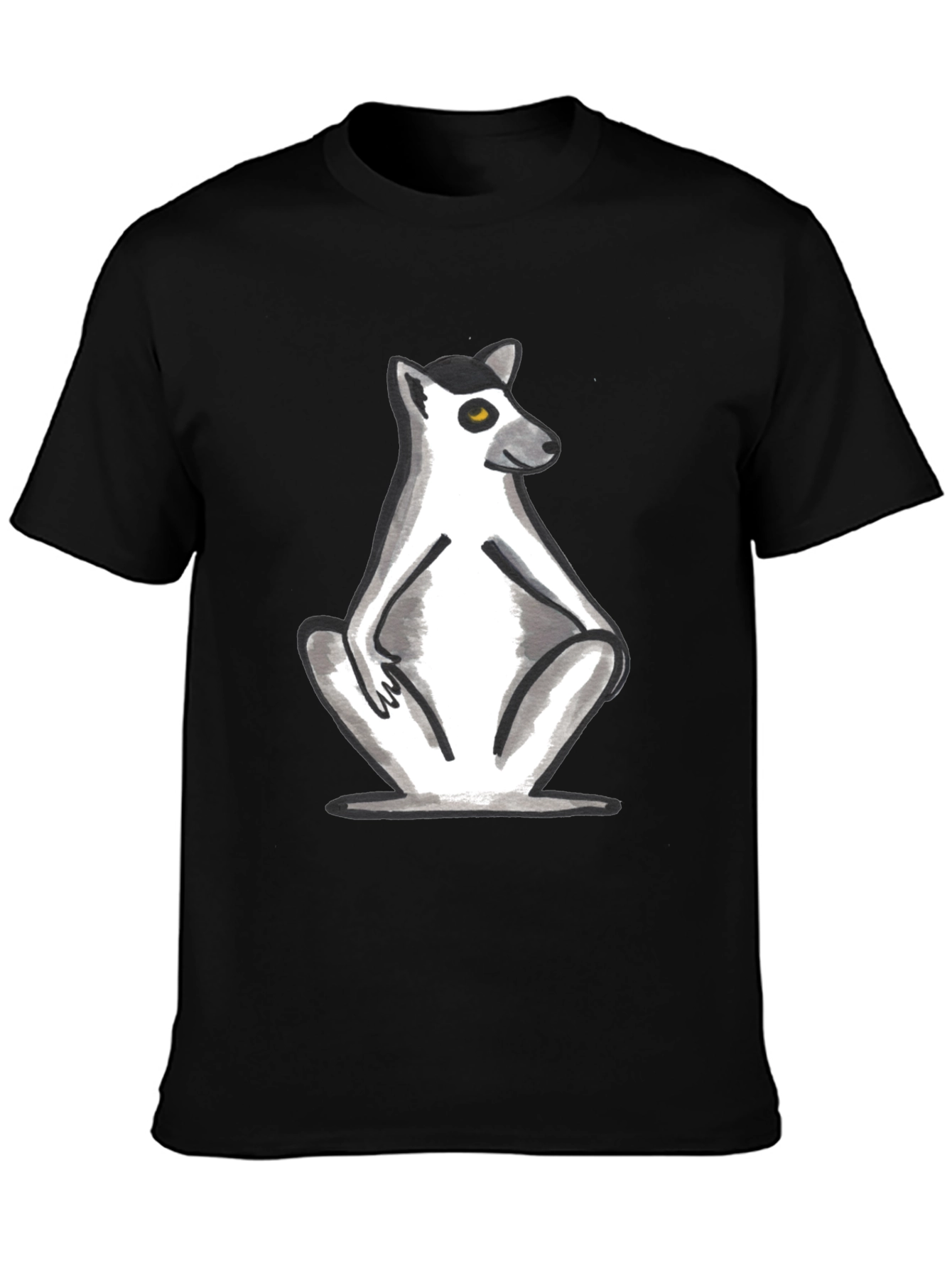 Lemur Graphic Tee - Stylish Black Cotton T-Shirt
