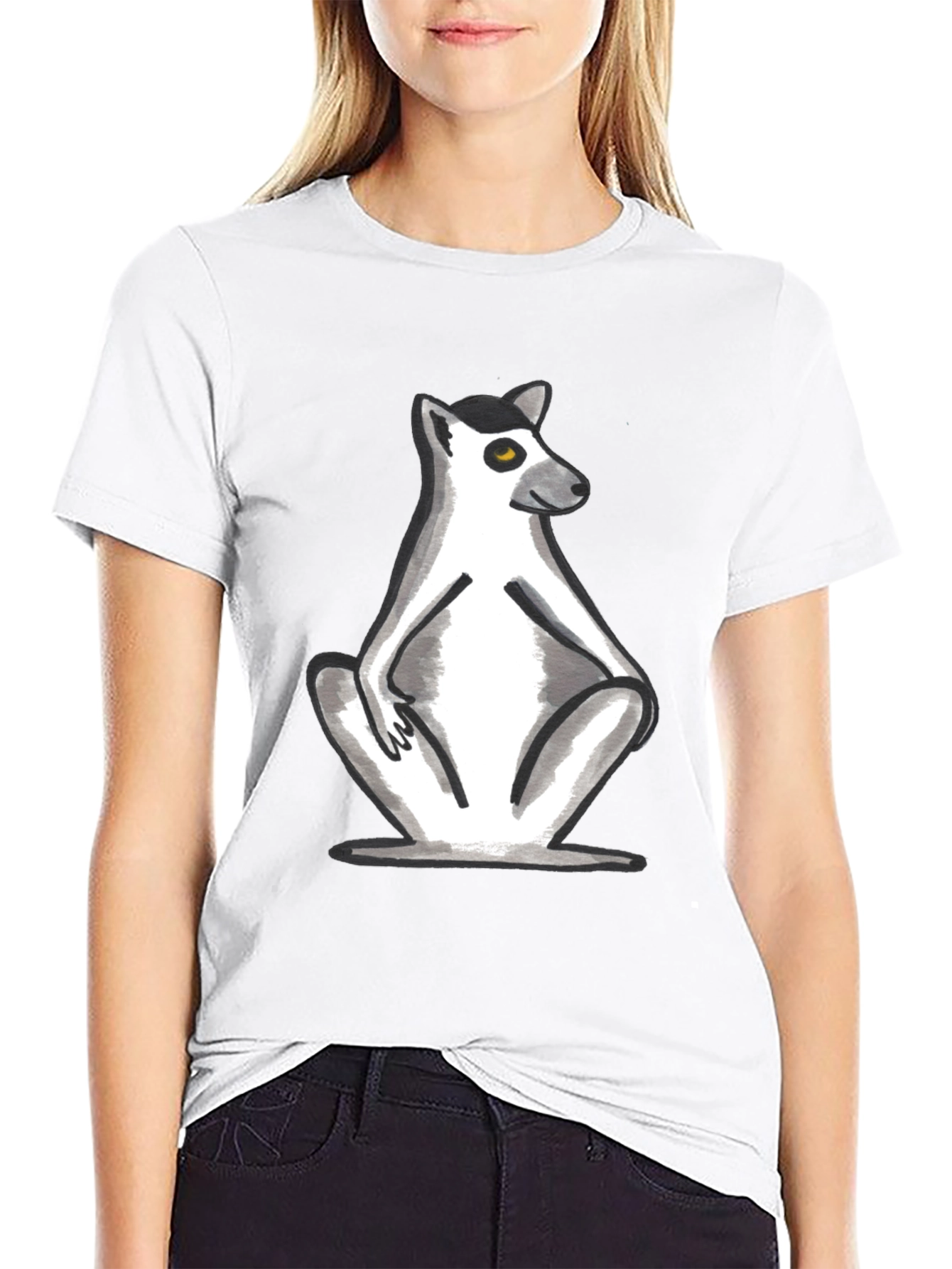 Lemur Graphic Tee - Stylish Black Cotton T-Shirt