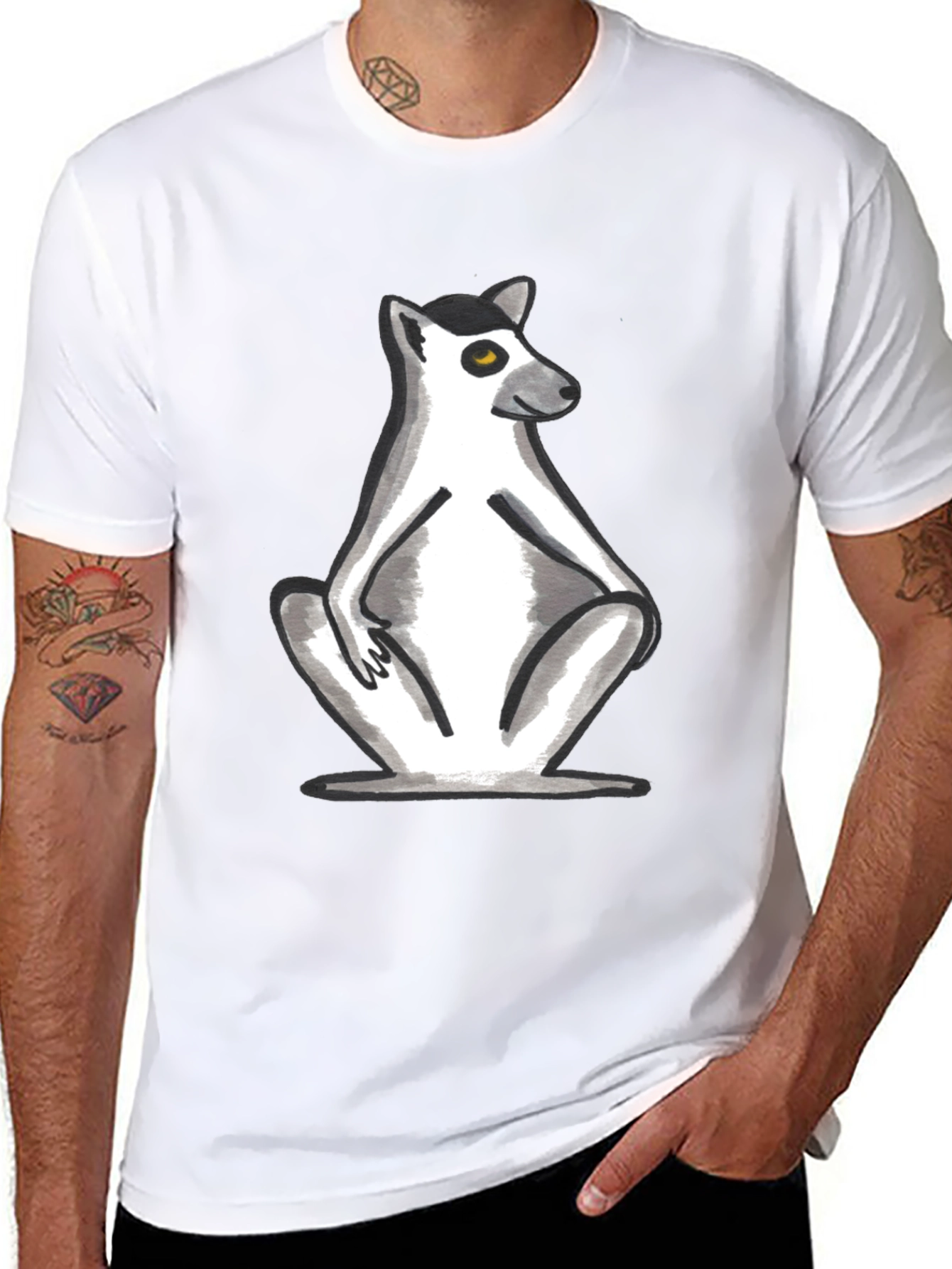Lemur Graphic Tee - Stylish Black Cotton T-Shirt