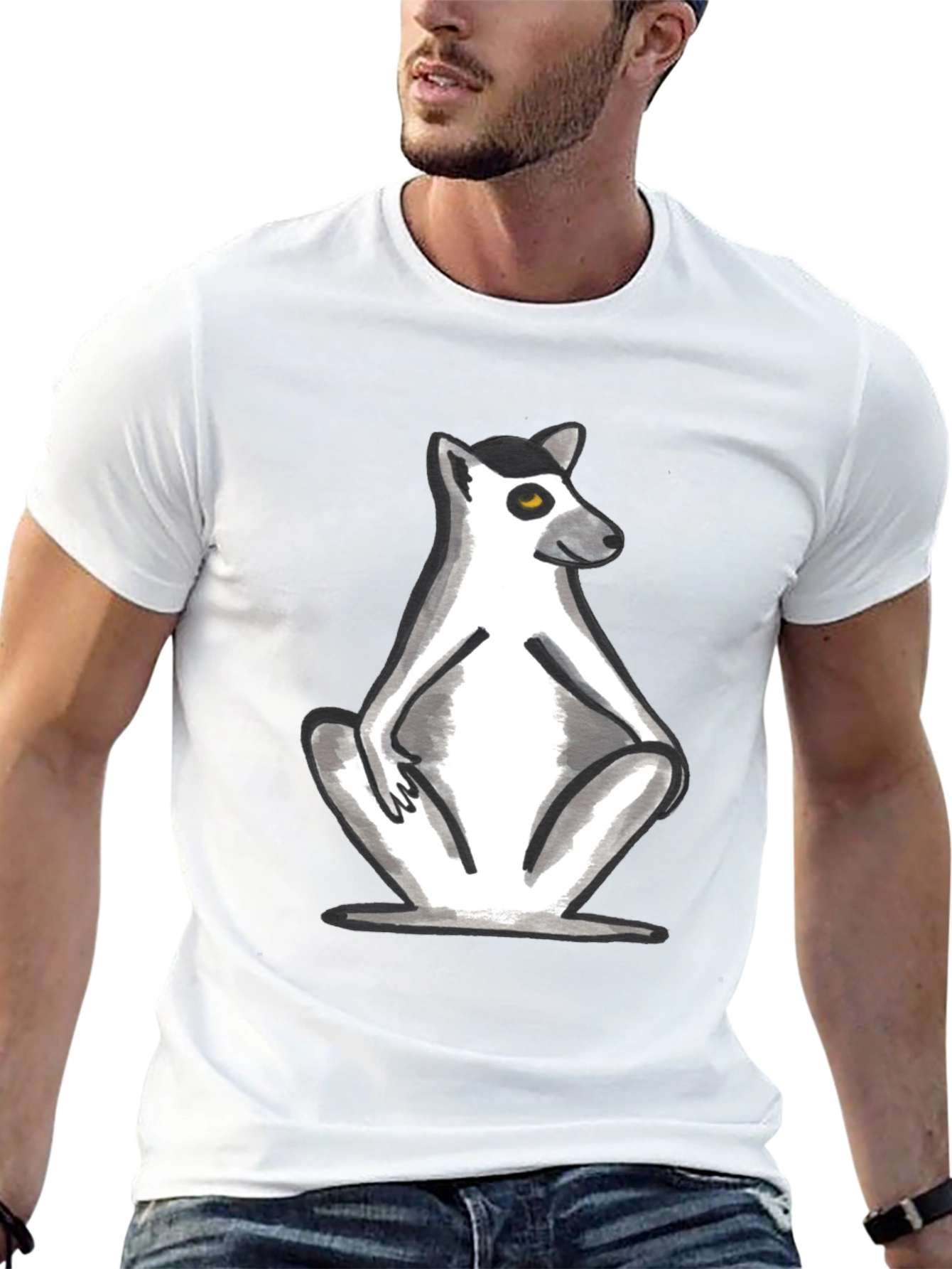 Lemur Graphic Tee - Stylish Black Cotton T-Shirt
