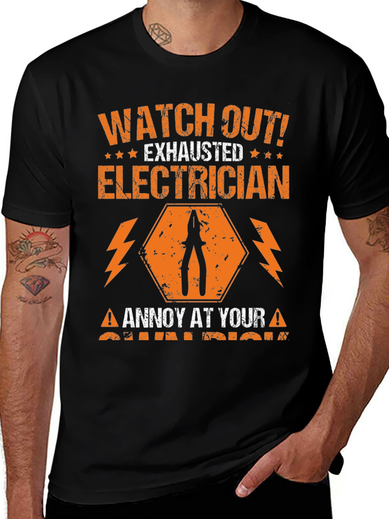 Exhausted Electrician Humor T-Shirt