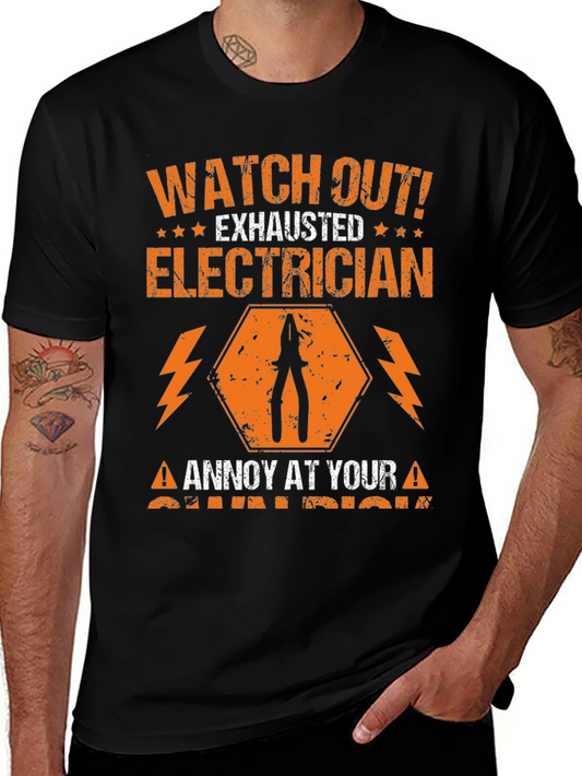Exhausted Electrician Humor T-Shirt