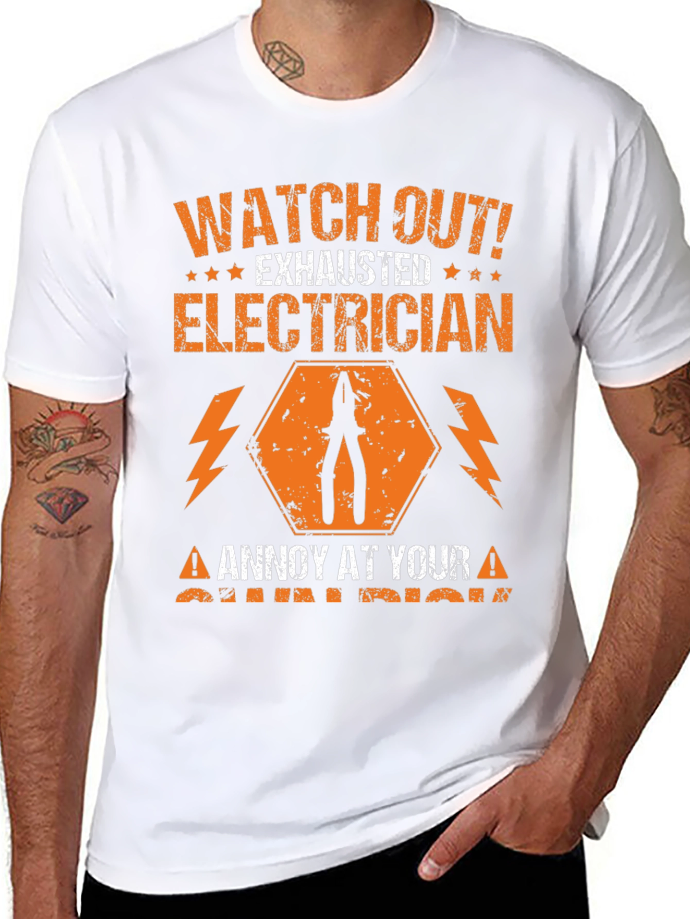 Exhausted Electrician Humor T-Shirt