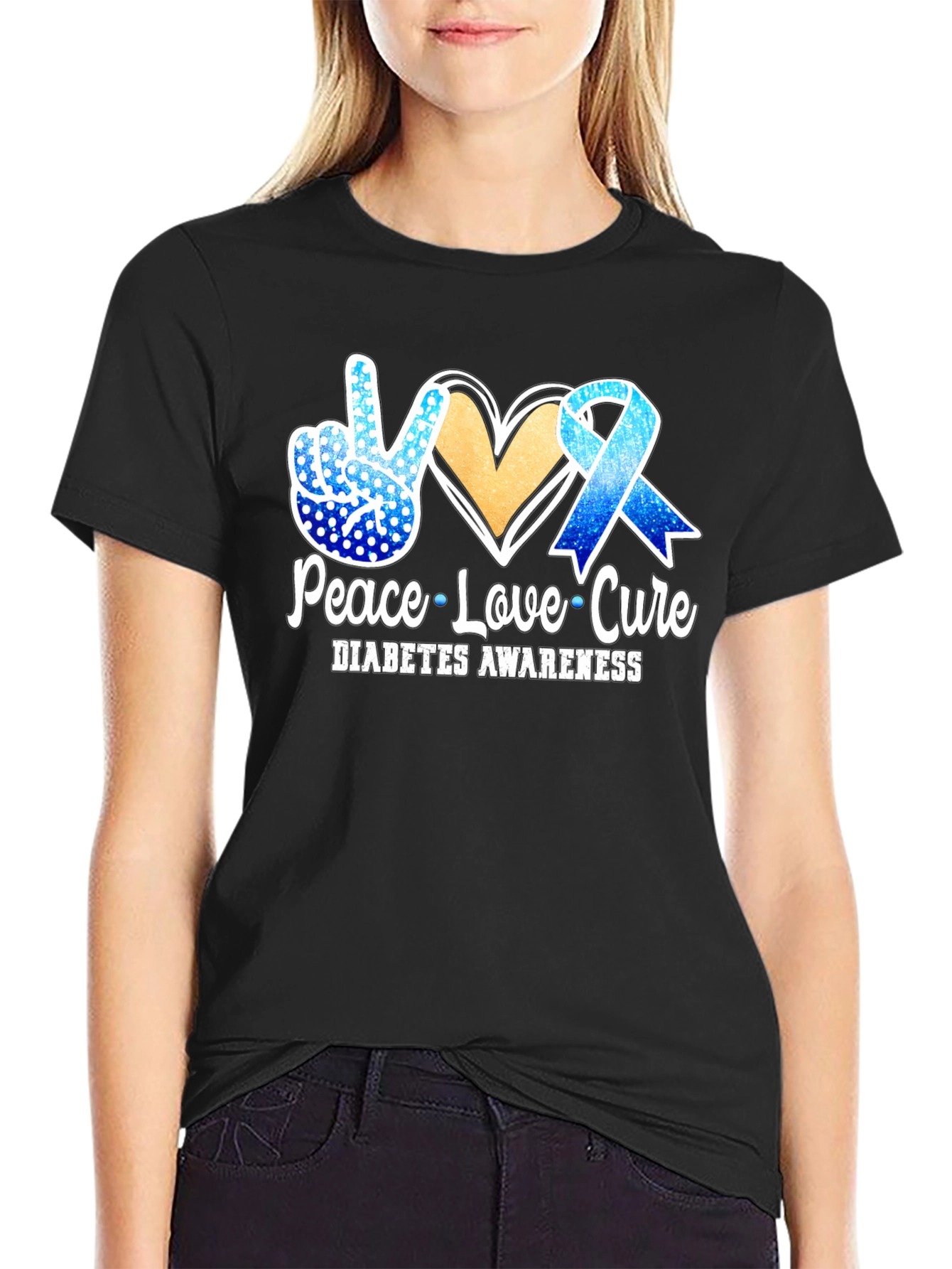 Peace Love Cure Diabetes Awareness T-Shirt