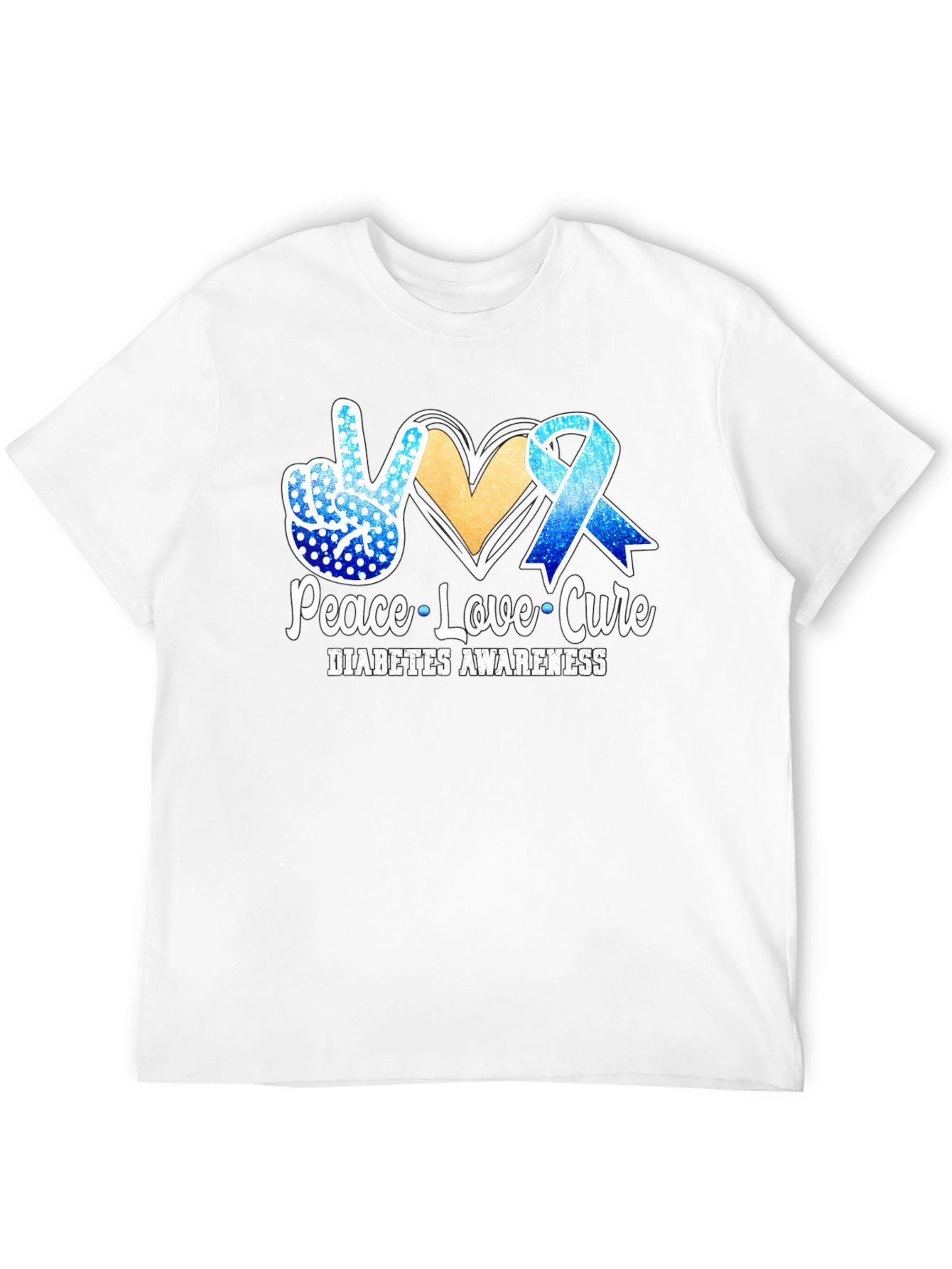 Peace Love Cure Diabetes Awareness T-Shirt