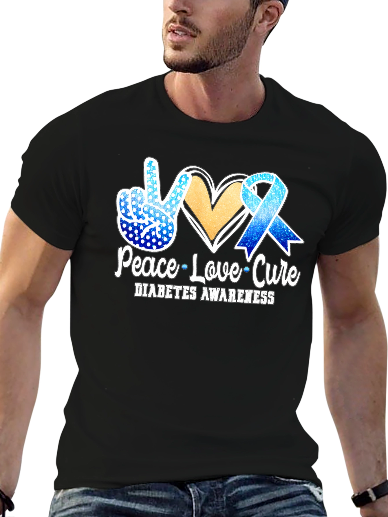 Peace Love Cure Diabetes Awareness T-Shirt