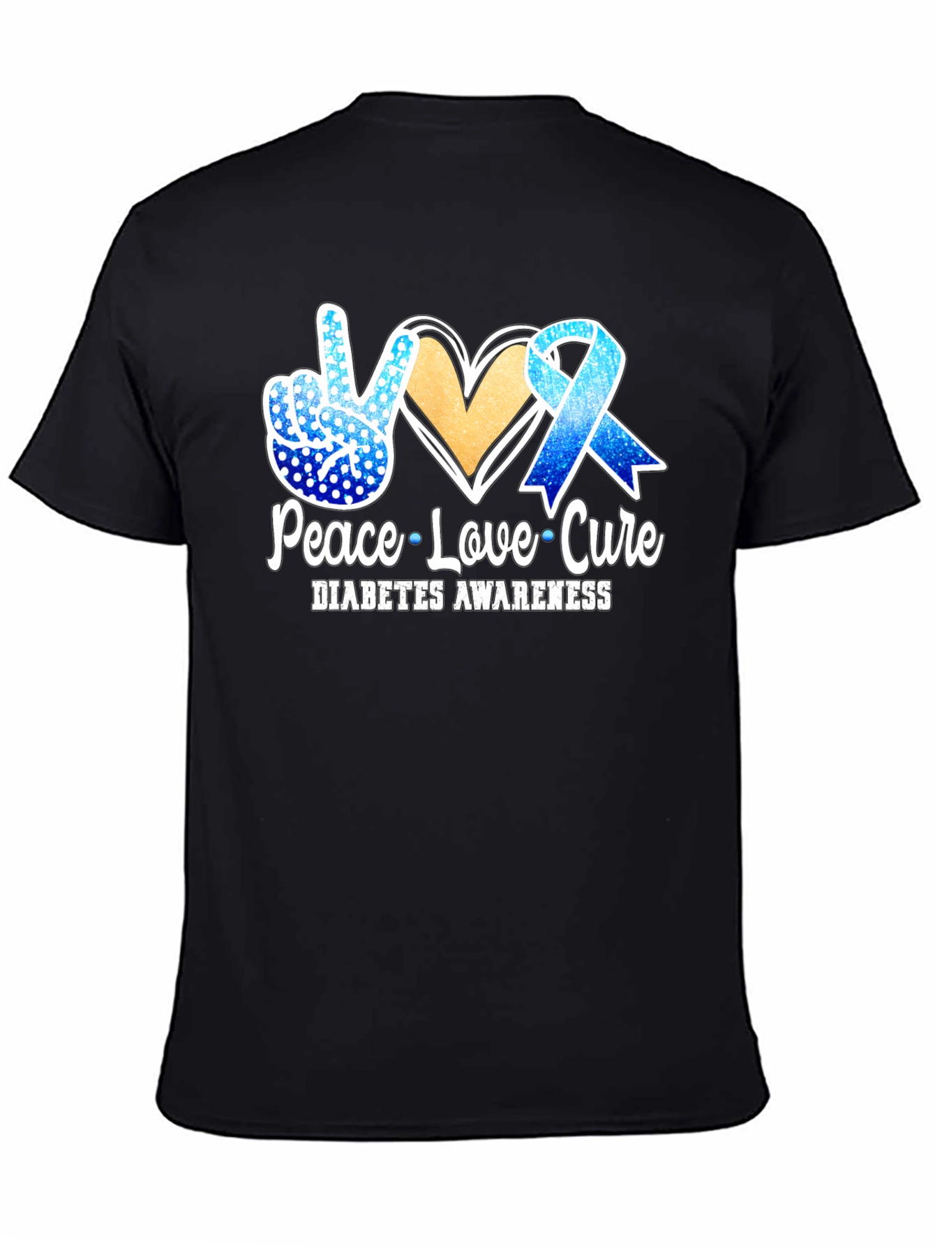 Peace Love Cure Diabetes Awareness T-Shirt