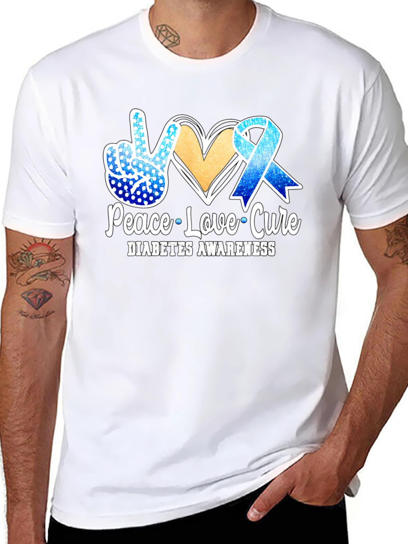 Peace Love Cure Diabetes Awareness T-Shirt