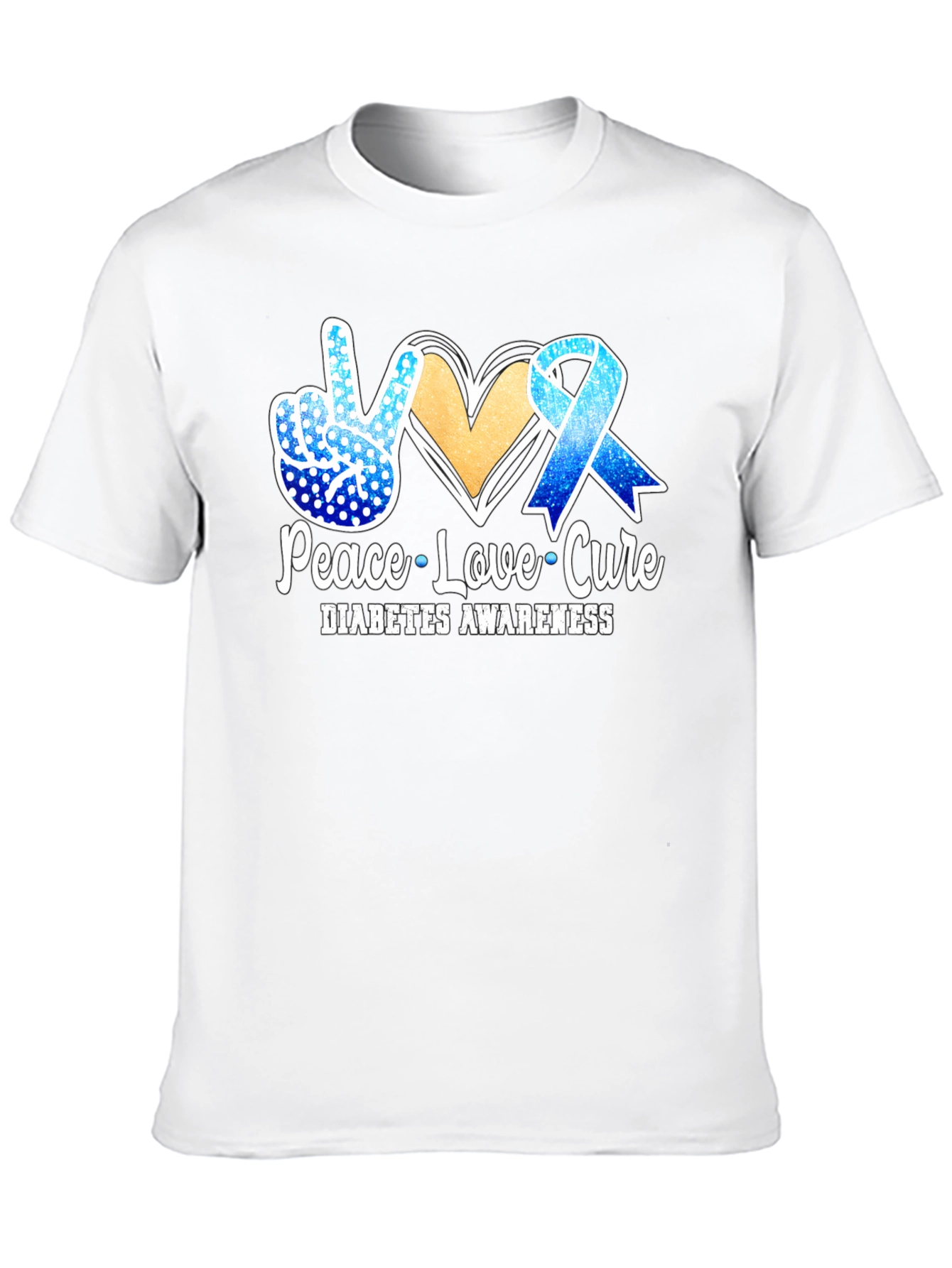 Peace Love Cure Diabetes Awareness T-Shirt
