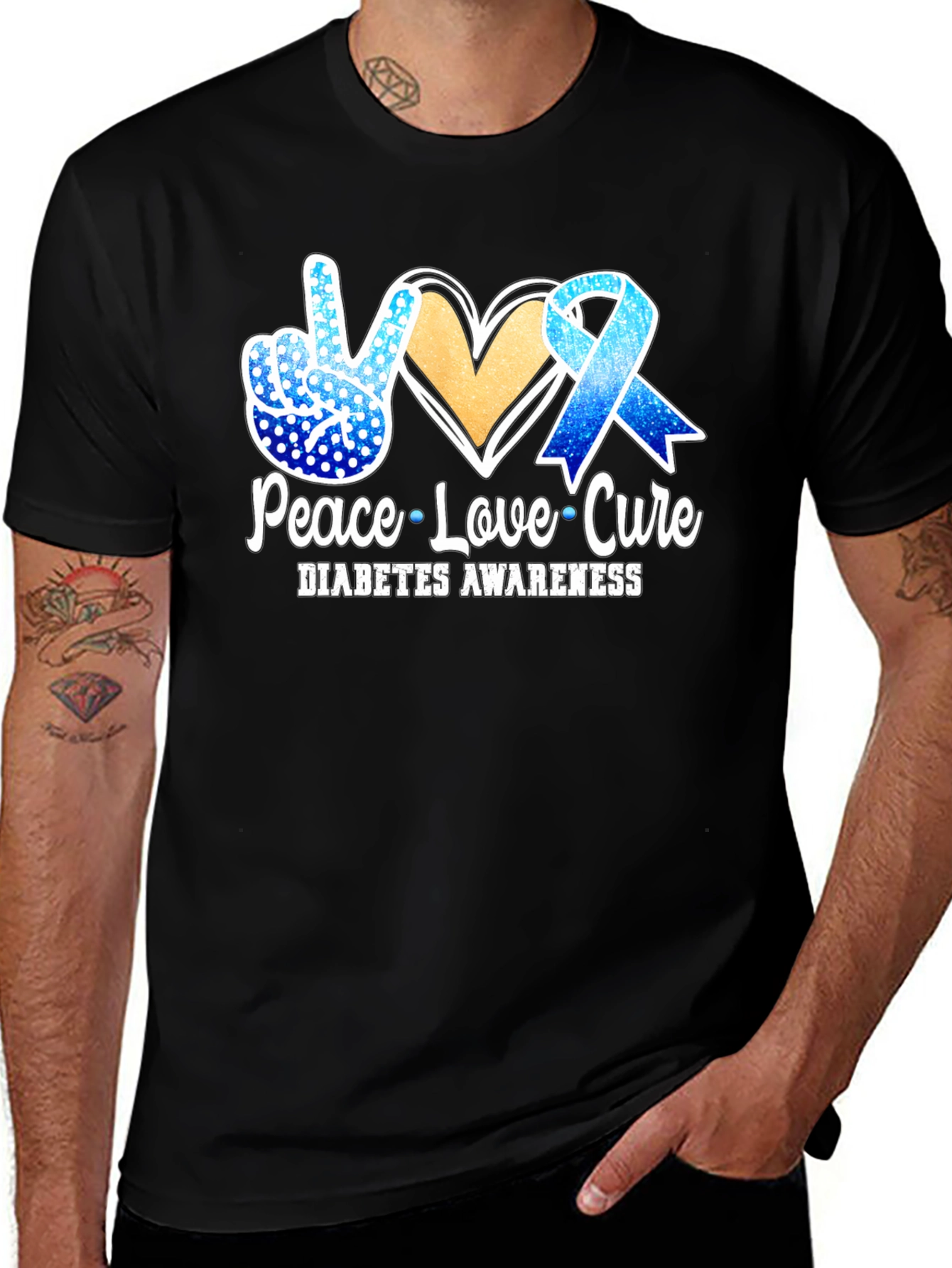 Peace Love Cure Diabetes Awareness T-Shirt