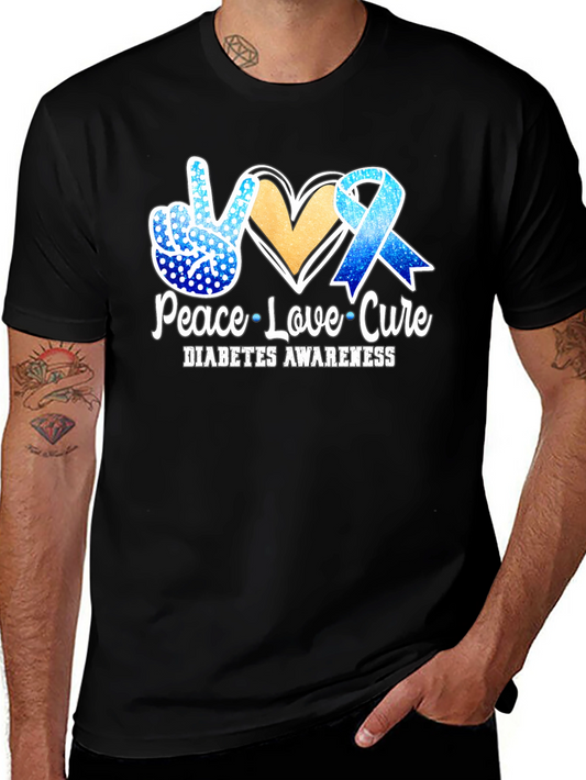 Peace Love Cure Diabetes Awareness T-Shirt