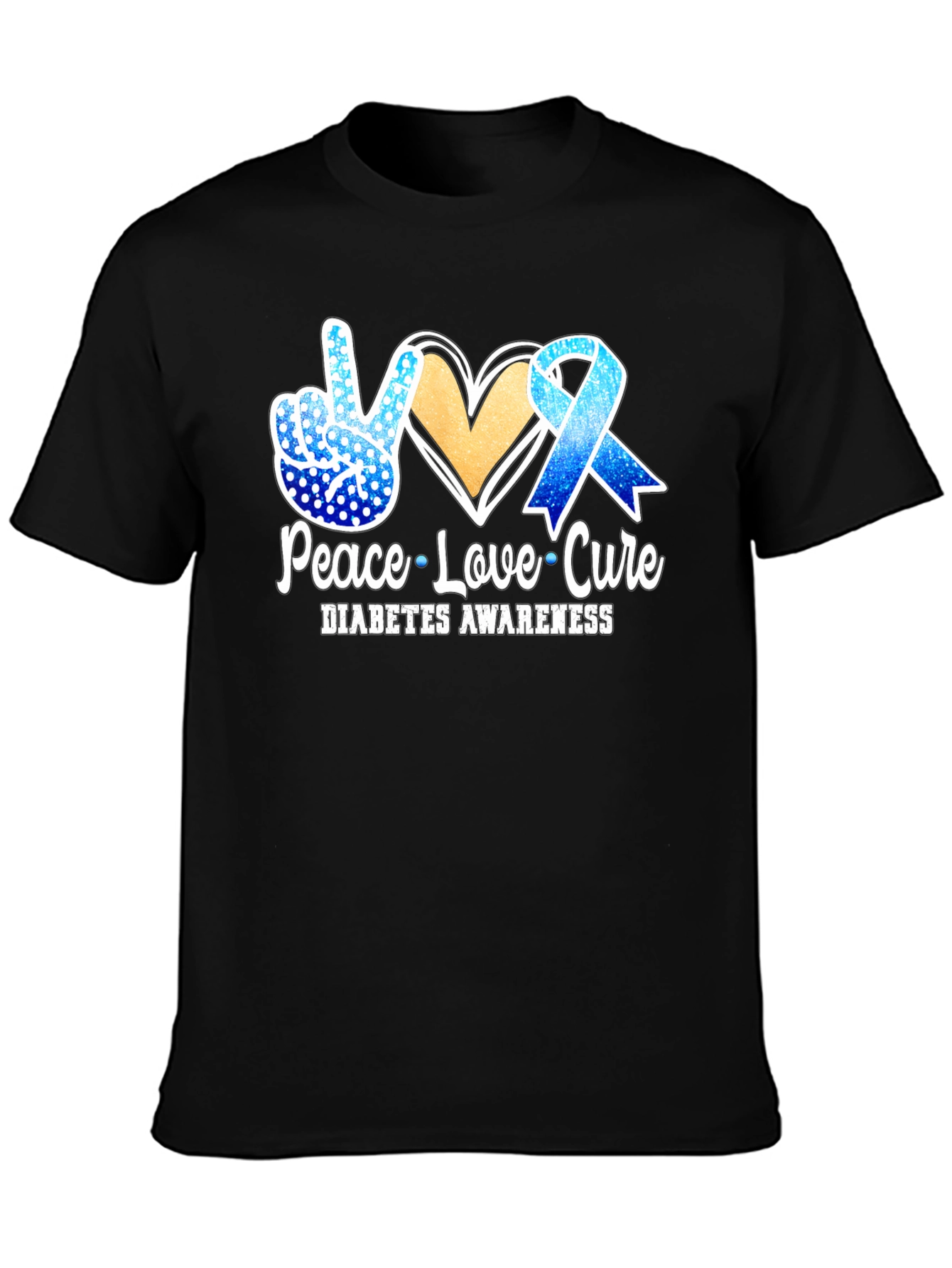 Peace Love Cure Diabetes Awareness T-Shirt