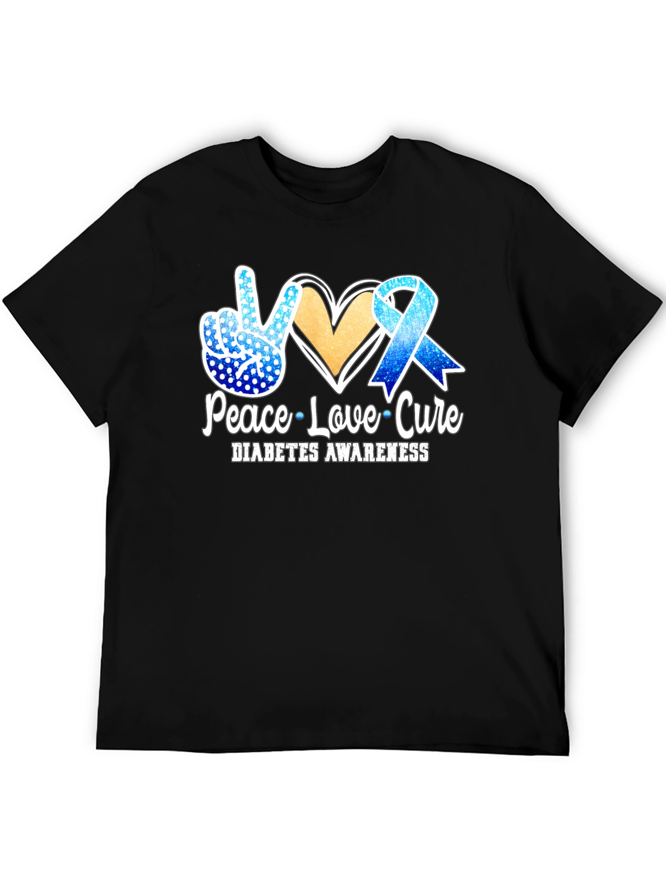 Peace Love Cure Diabetes Awareness T-Shirt