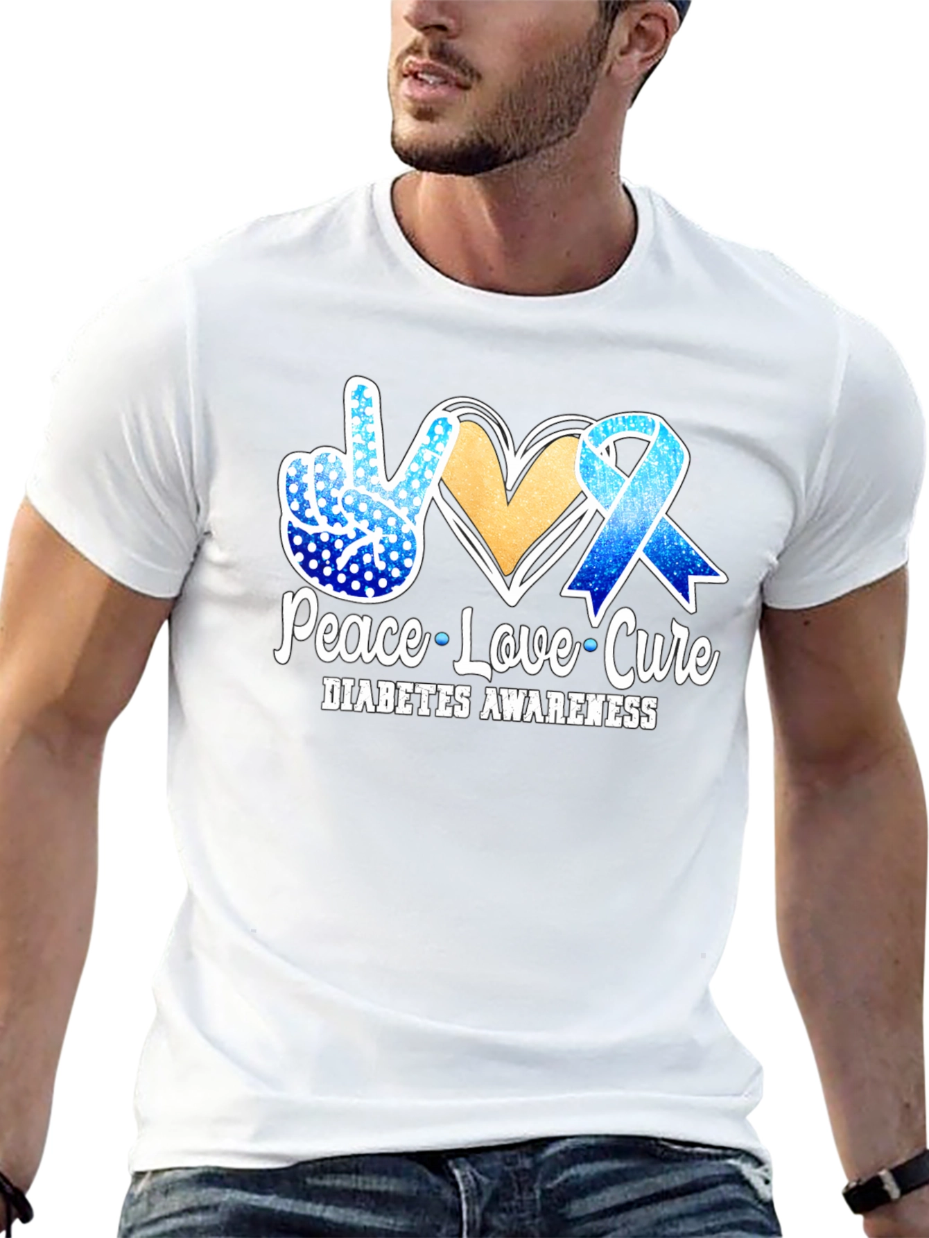 Peace Love Cure Diabetes Awareness T-Shirt