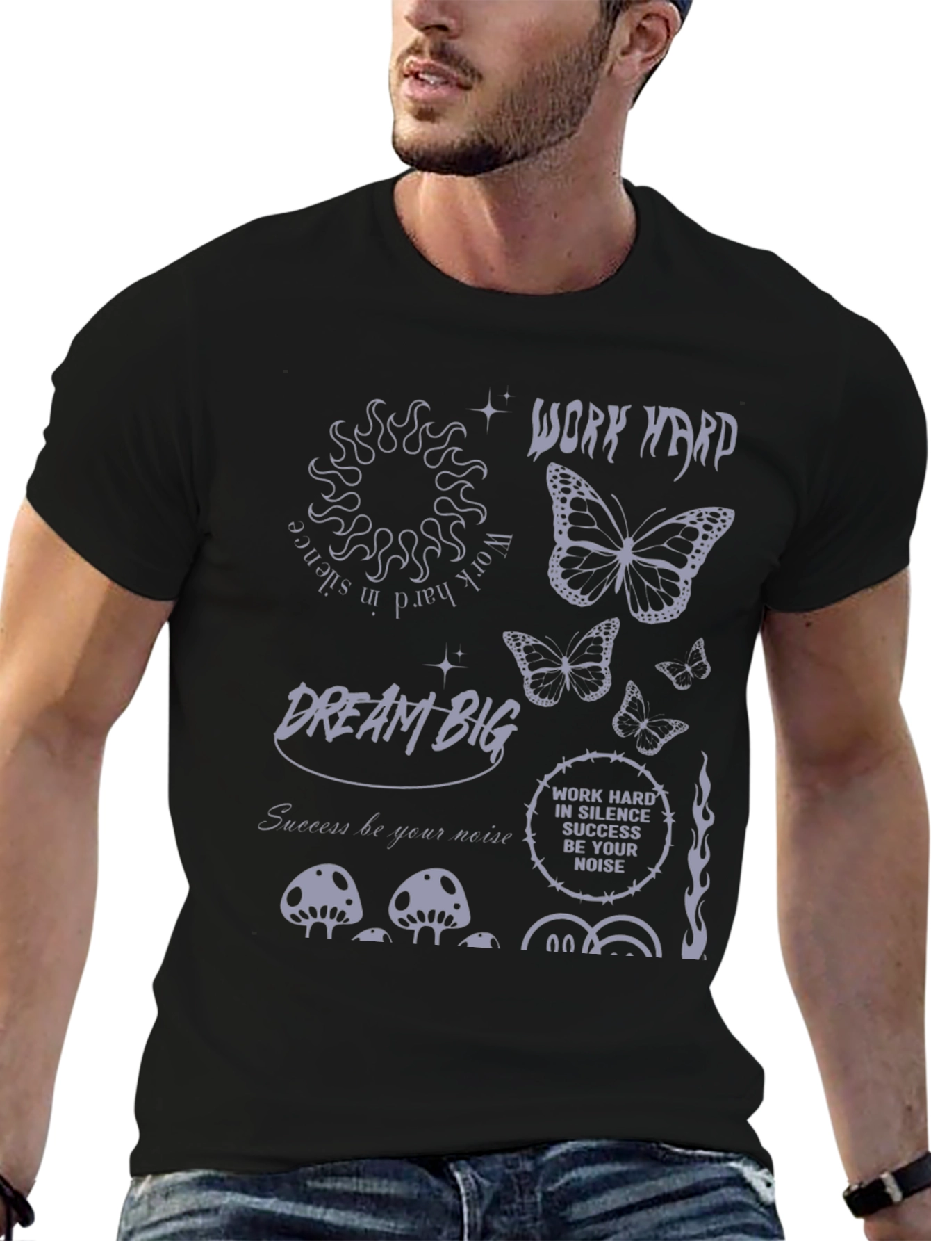 Trendy Black T-Shirt with Edgy Graphics