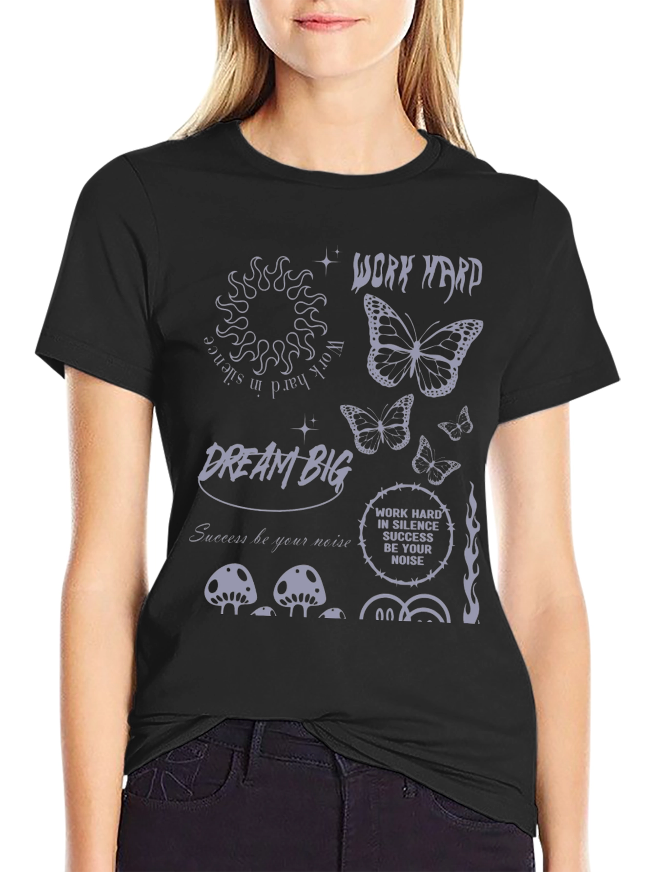 Trendy Black T-Shirt with Edgy Graphics