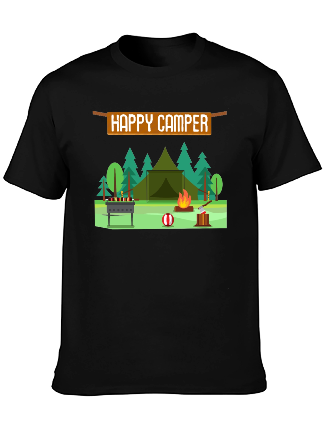 Happy Camper Graphic T-Shirt - Camping Adventure Tee