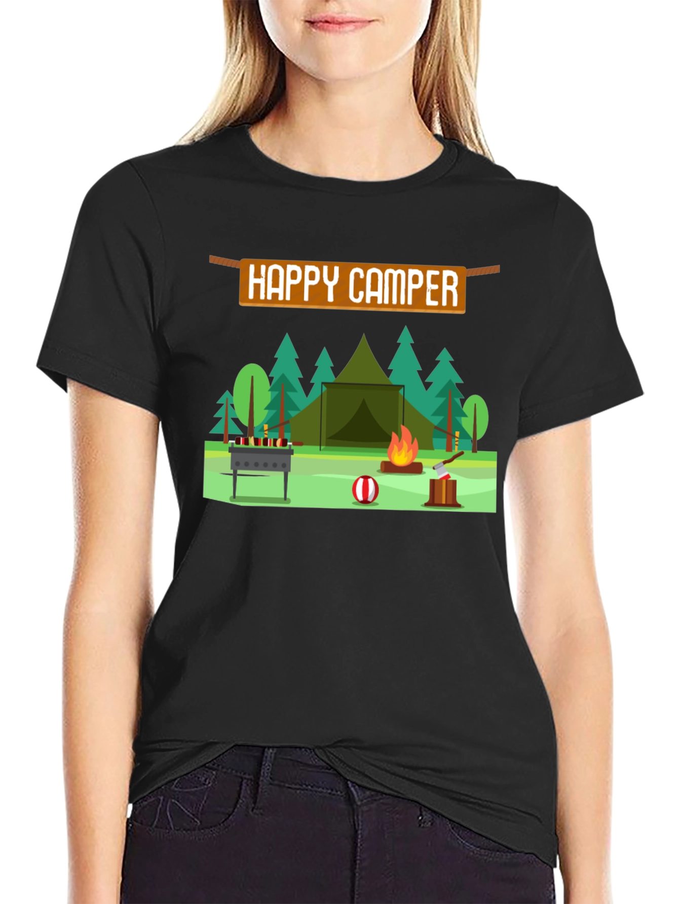 Happy Camper Graphic T-Shirt - Camping Adventure Tee